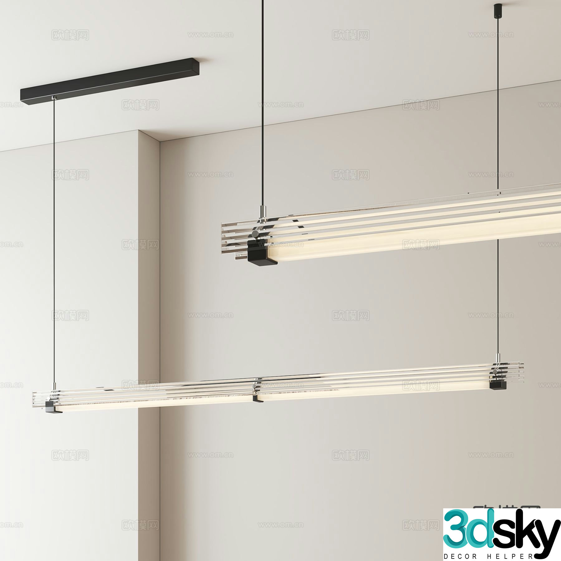 Office chandelier long chandelier 3d model