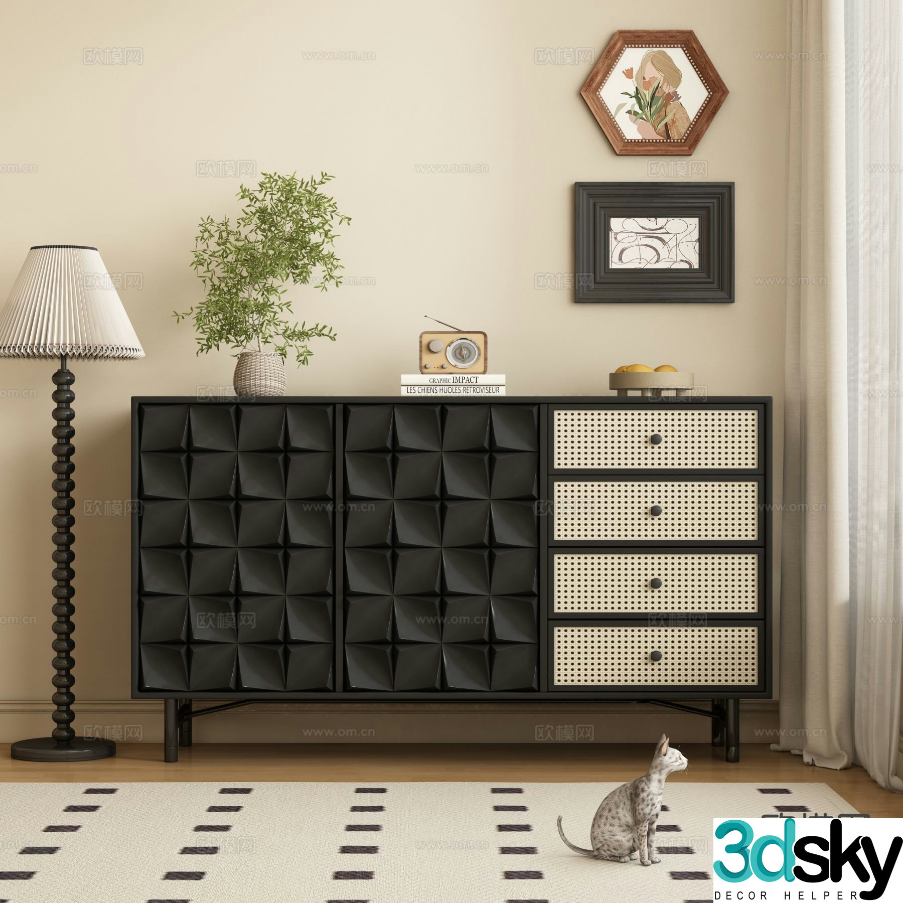 Medieval style entrance cabinet sideboard sideboard 3D model