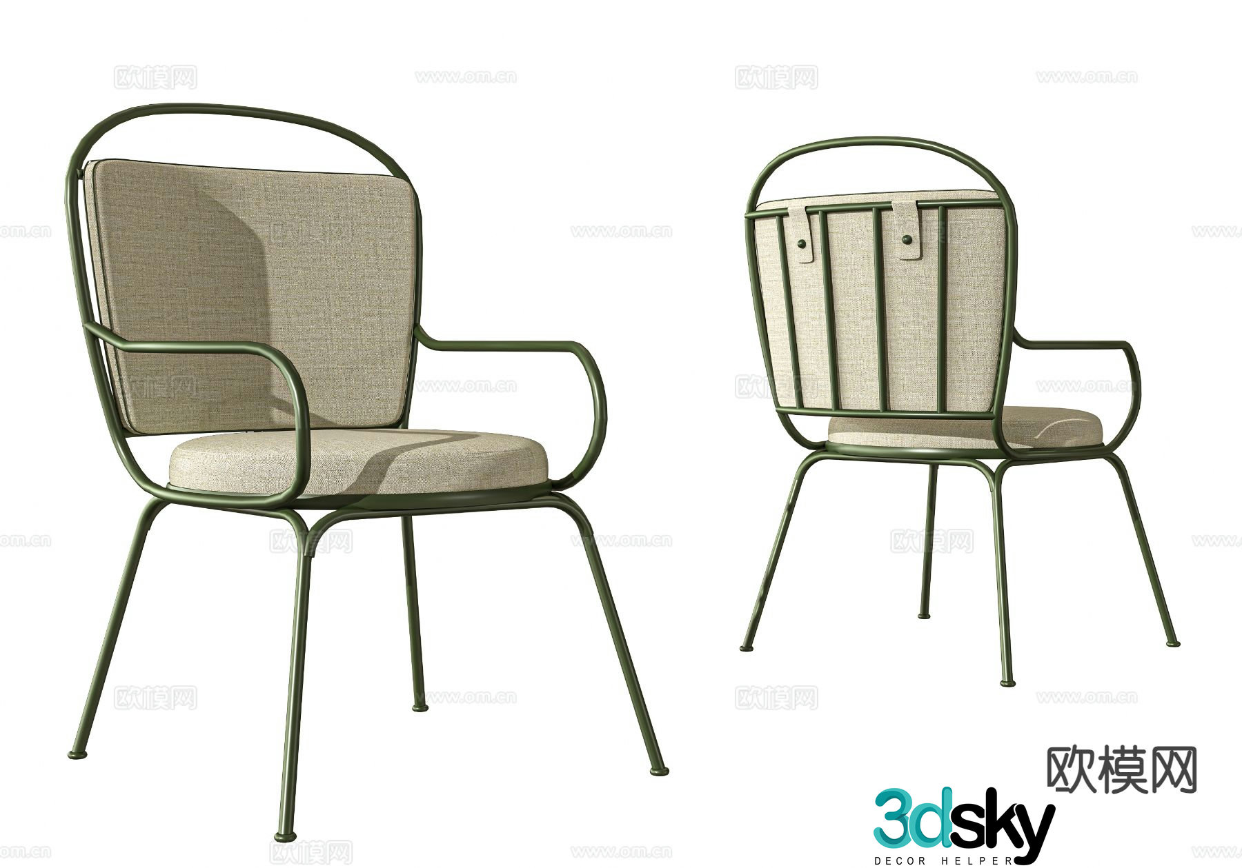 Outdoor wrought iron dining chair 3d model