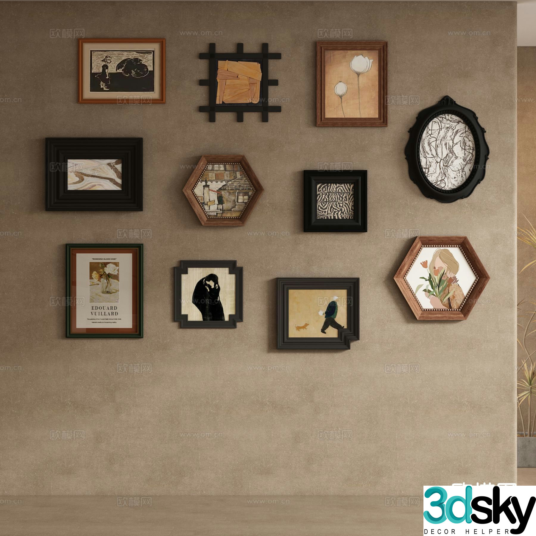 Medieval style retro hanging painting decorative painting photo wall 3D model