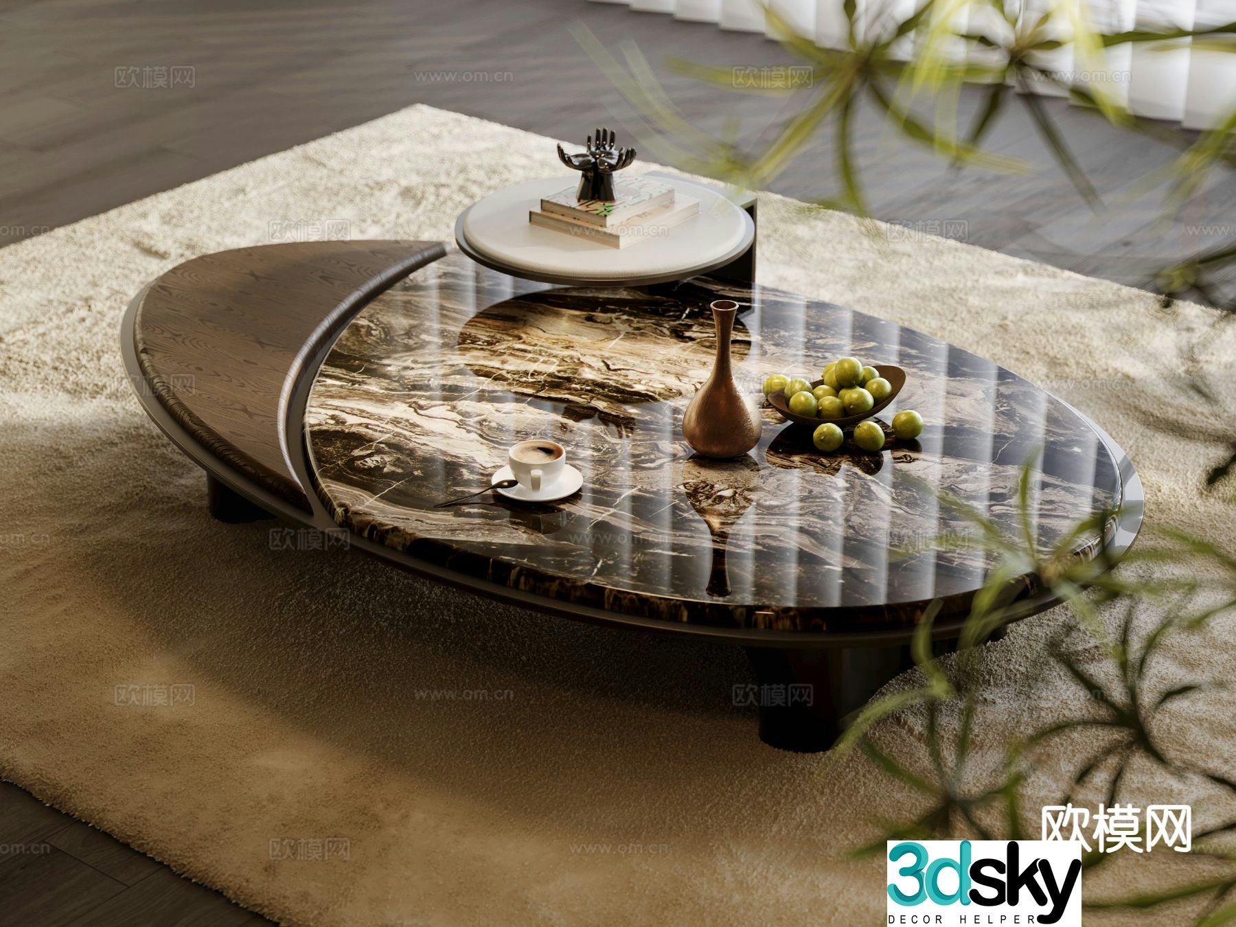 Italian light luxury coffee table 3D model