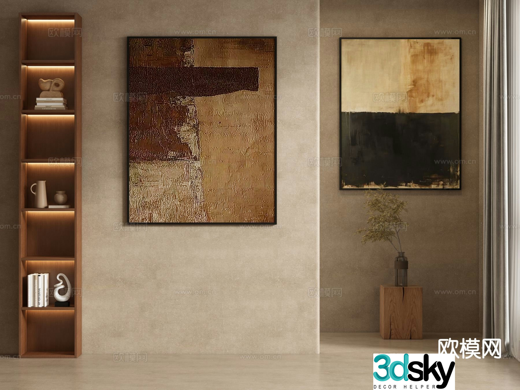 Medieval style texture painting decorative painting 3d model