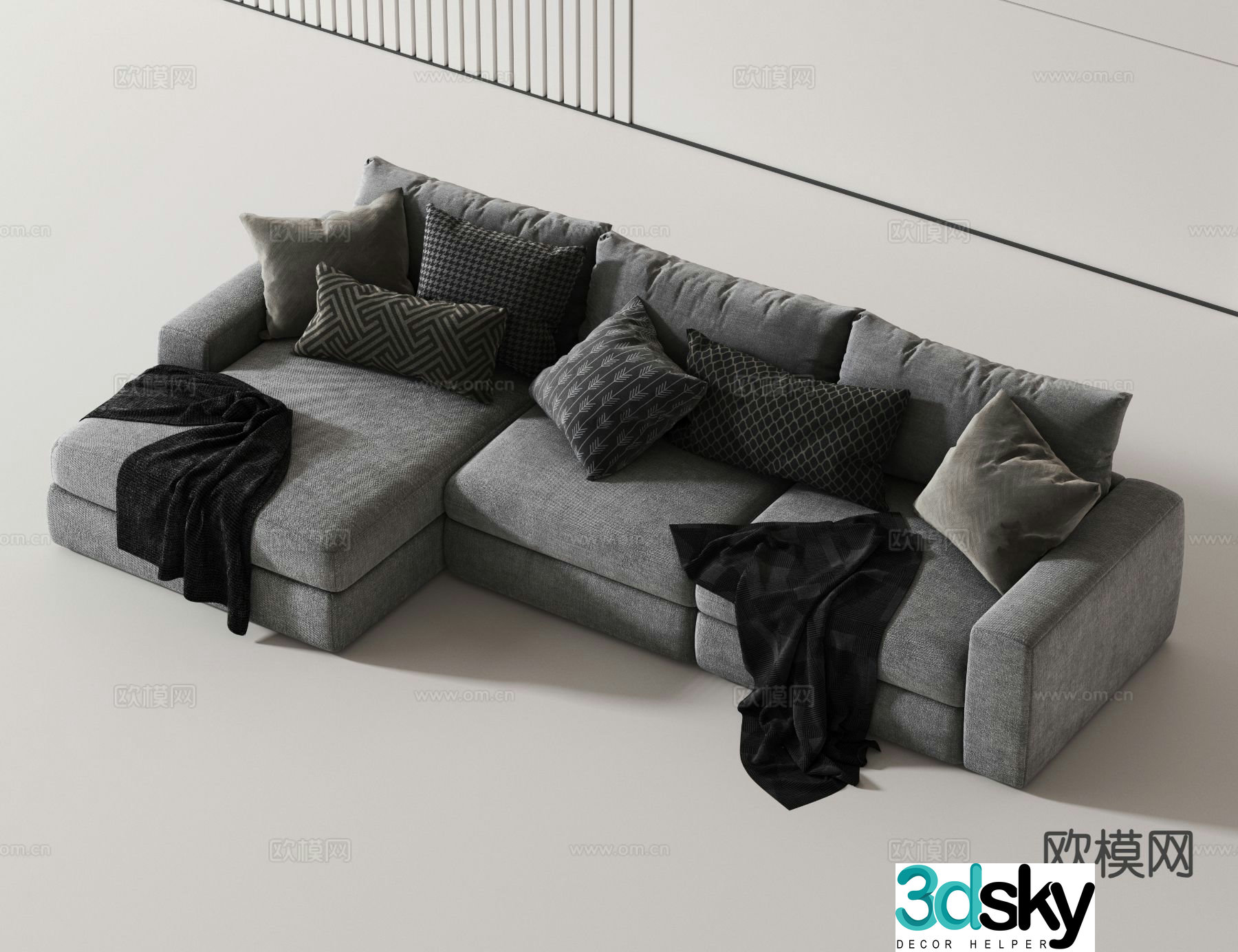 Modern multi-seater sofa 3d model