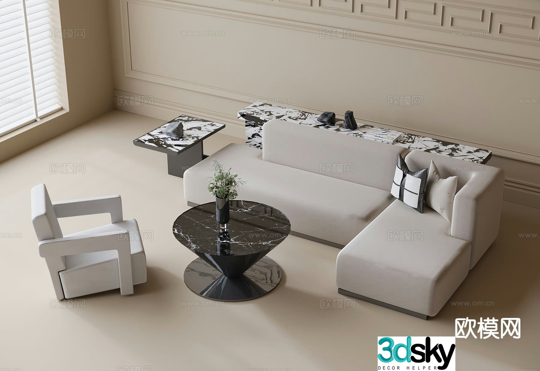 Modern sectional sofa 3d model