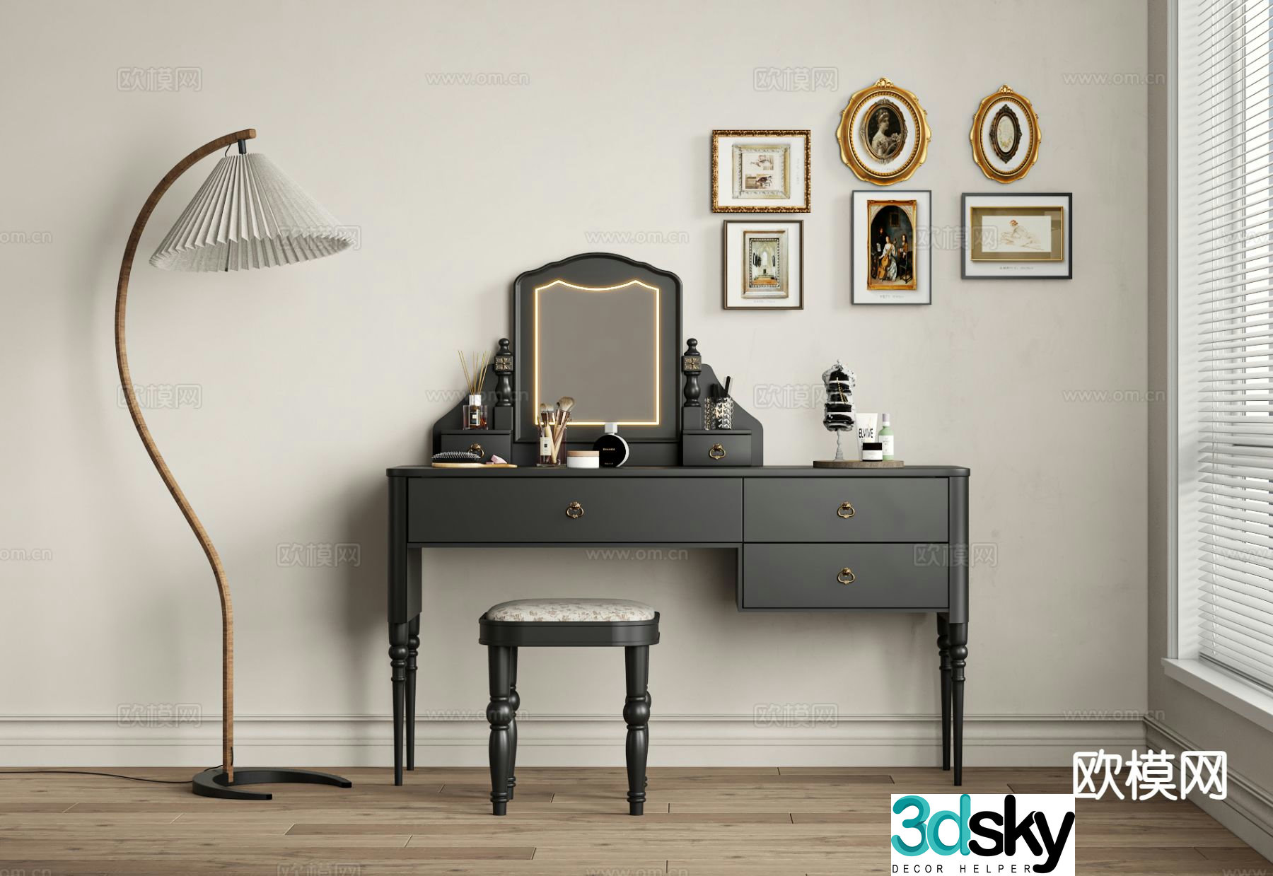 French retro dressing table dressing table 3d model