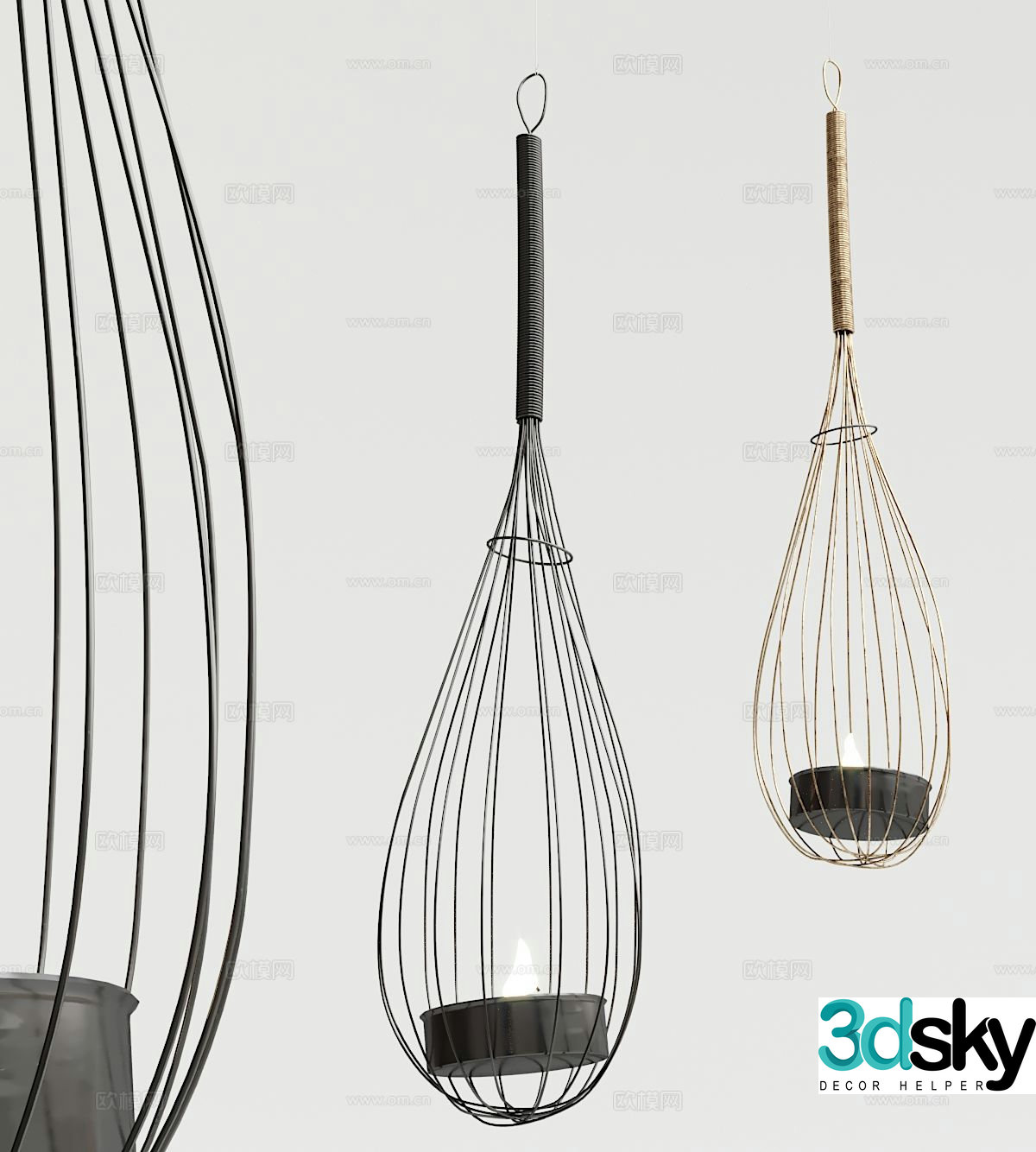 Industrial style metal cage chandelier 3d model