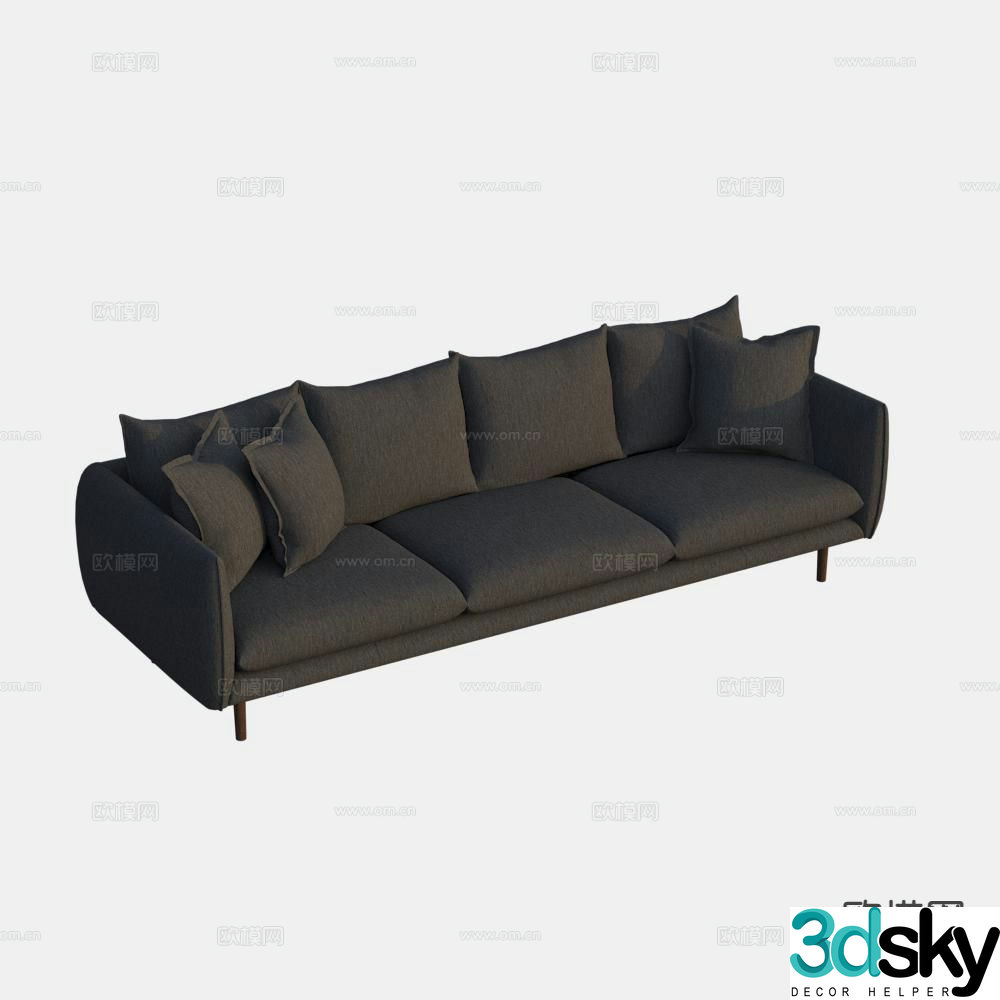 Modern three-person sofa leisure sofa 3d model