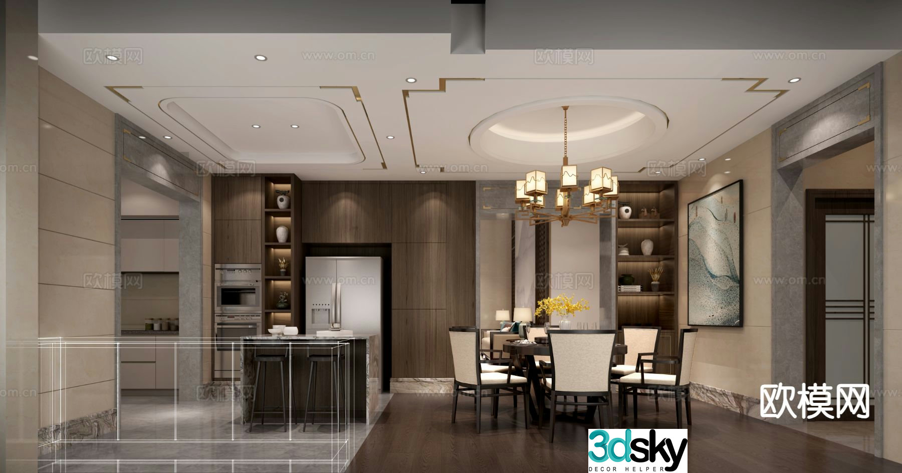 New Chinese restaurant kitchen 3d model
