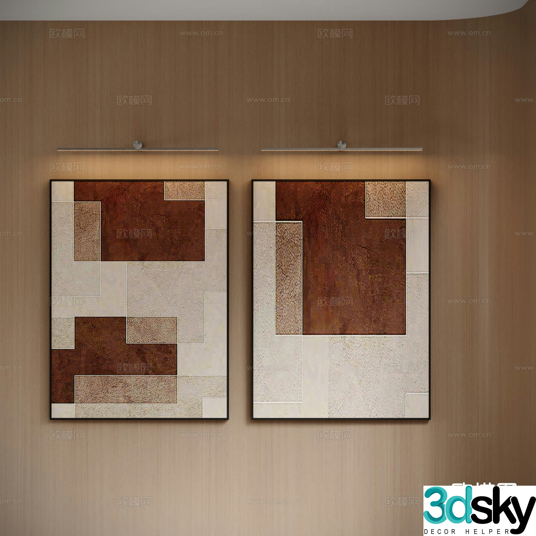Wabi-sabi style hanging painting decorative painting abstract painting 3D model
