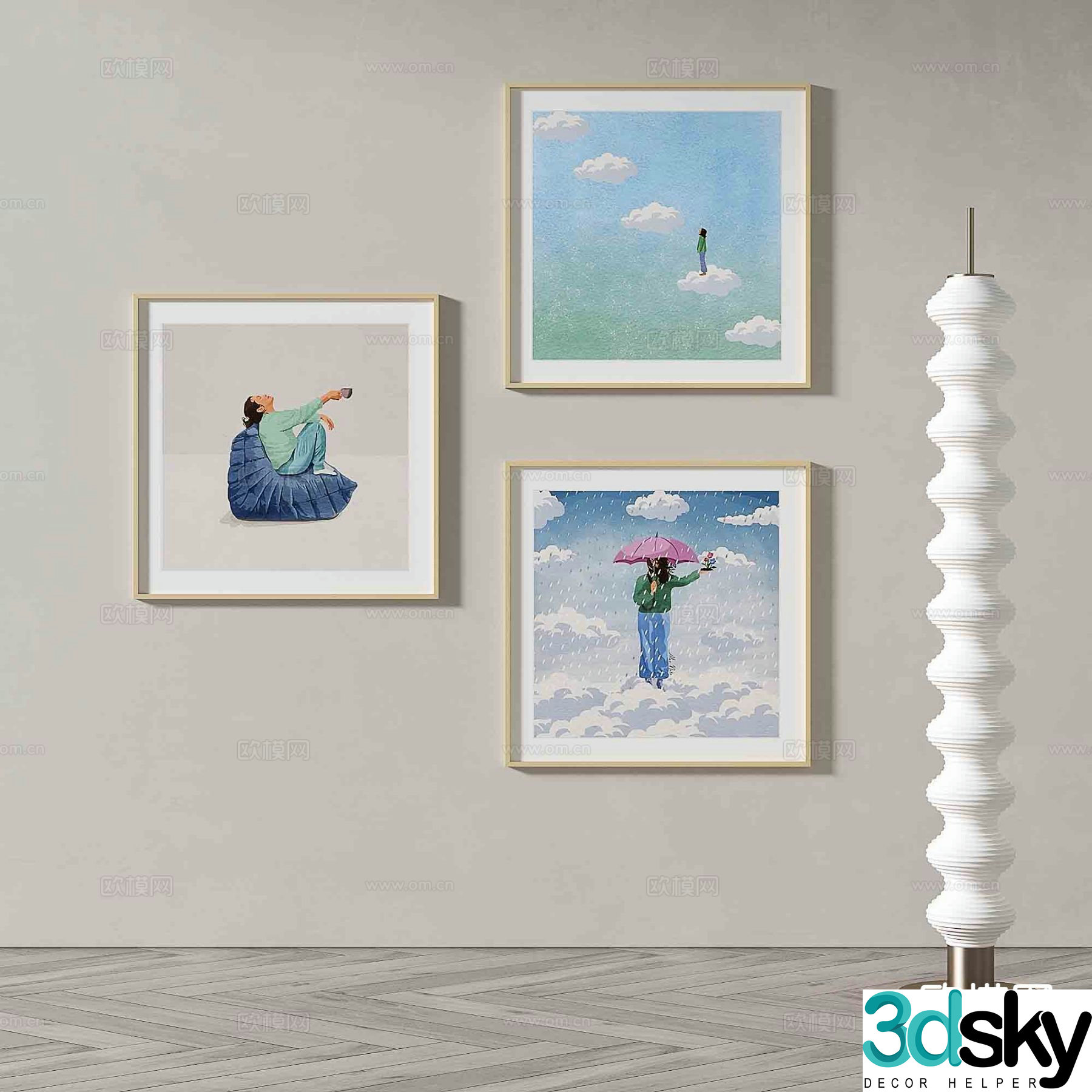 Modern art painting cartoon painting decorative painting 3d model
