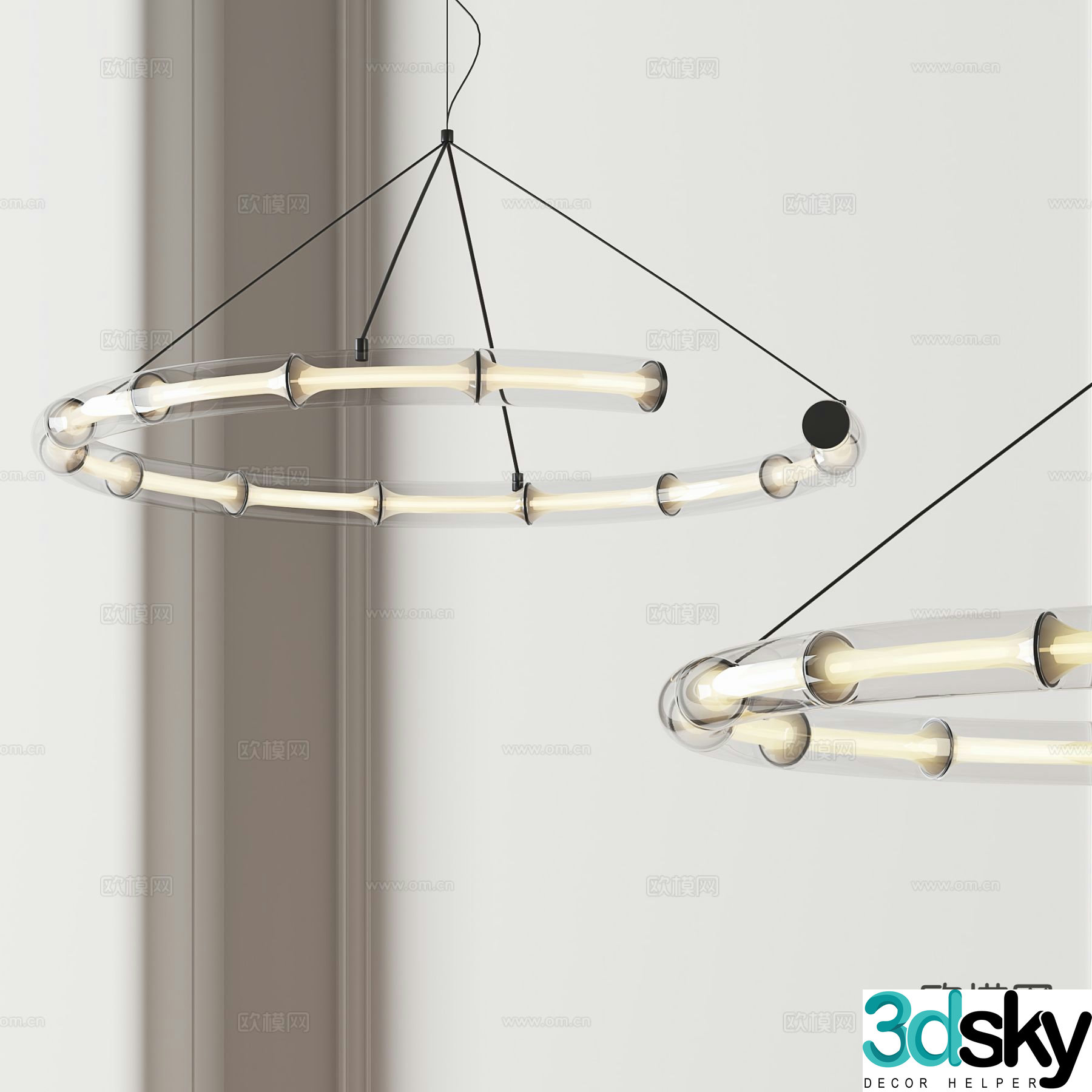 glass chandelier ring chandelier 3d model
