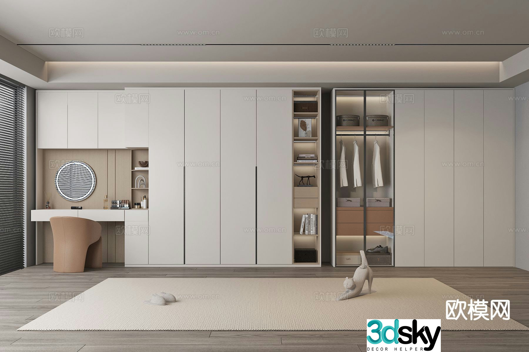 Modern wardrobe dresser integrated cabinet 3d model