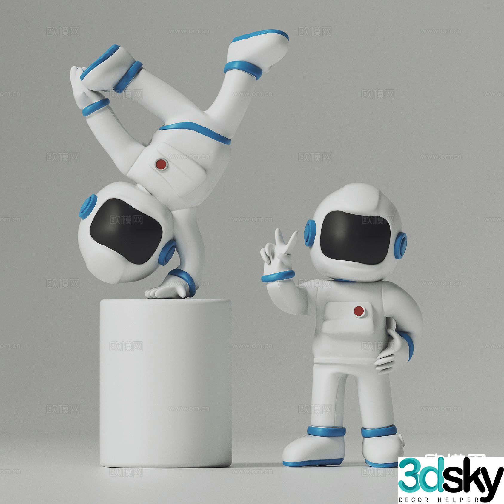 Astronaut sculpture cartoon sculpture ornament 3d model