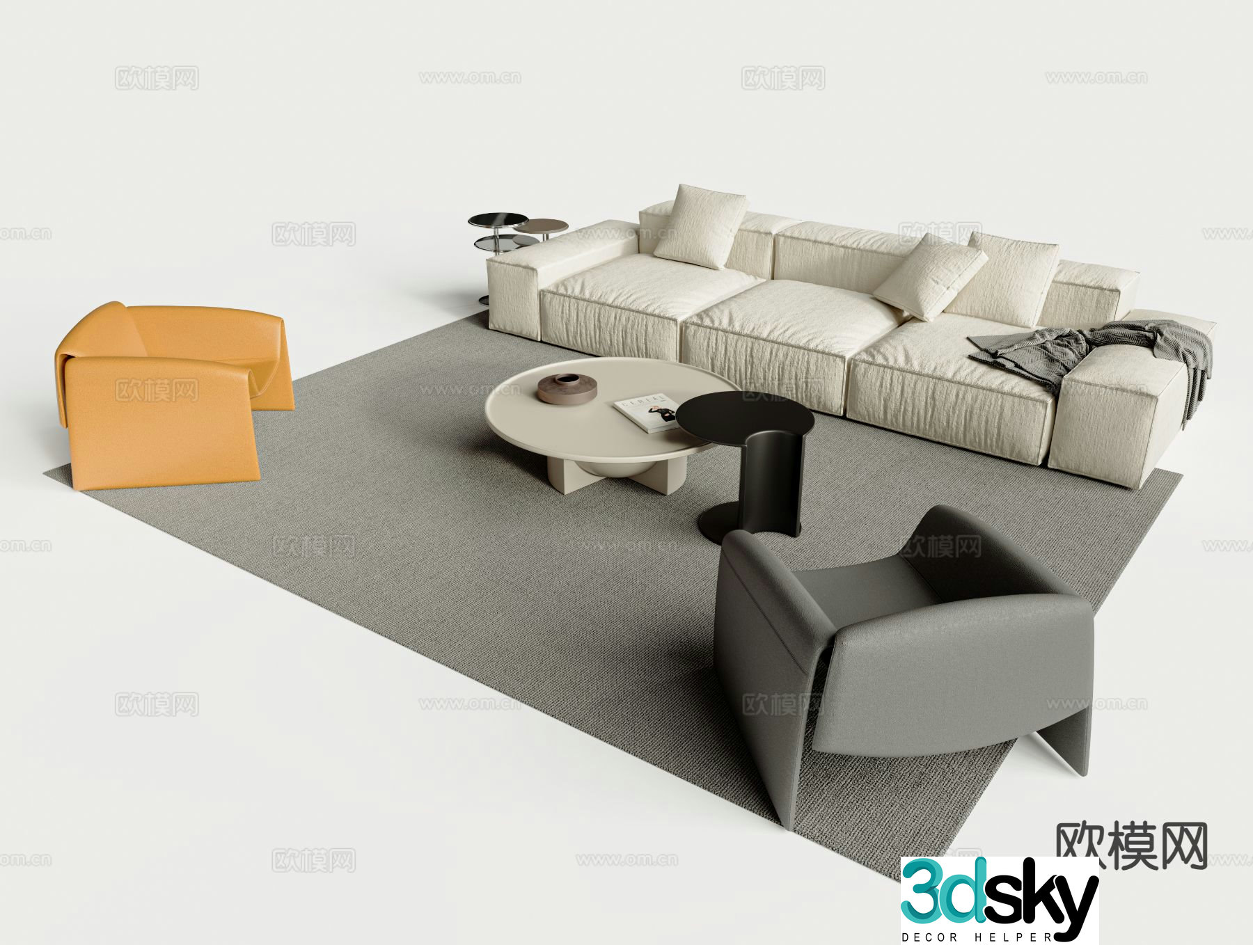 Modern sofa combination sofa coffee table combination 3d model