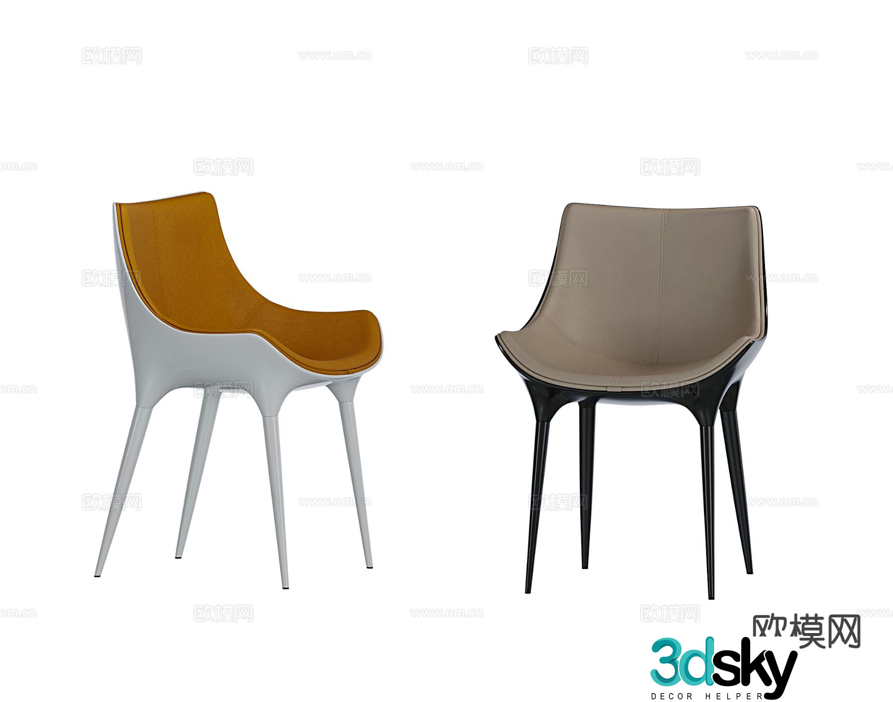 Modloft modern single chair dining chair 3d model