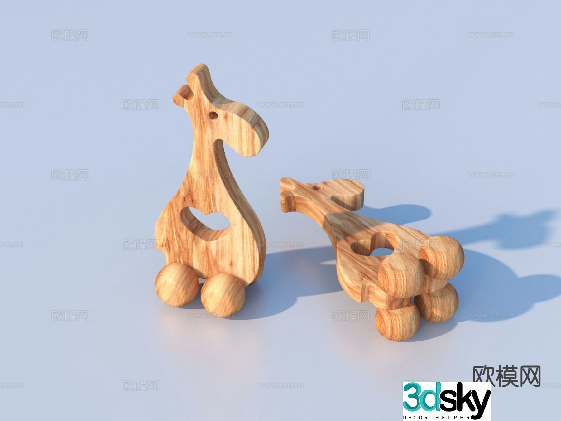 wooden puppy toy 3d model