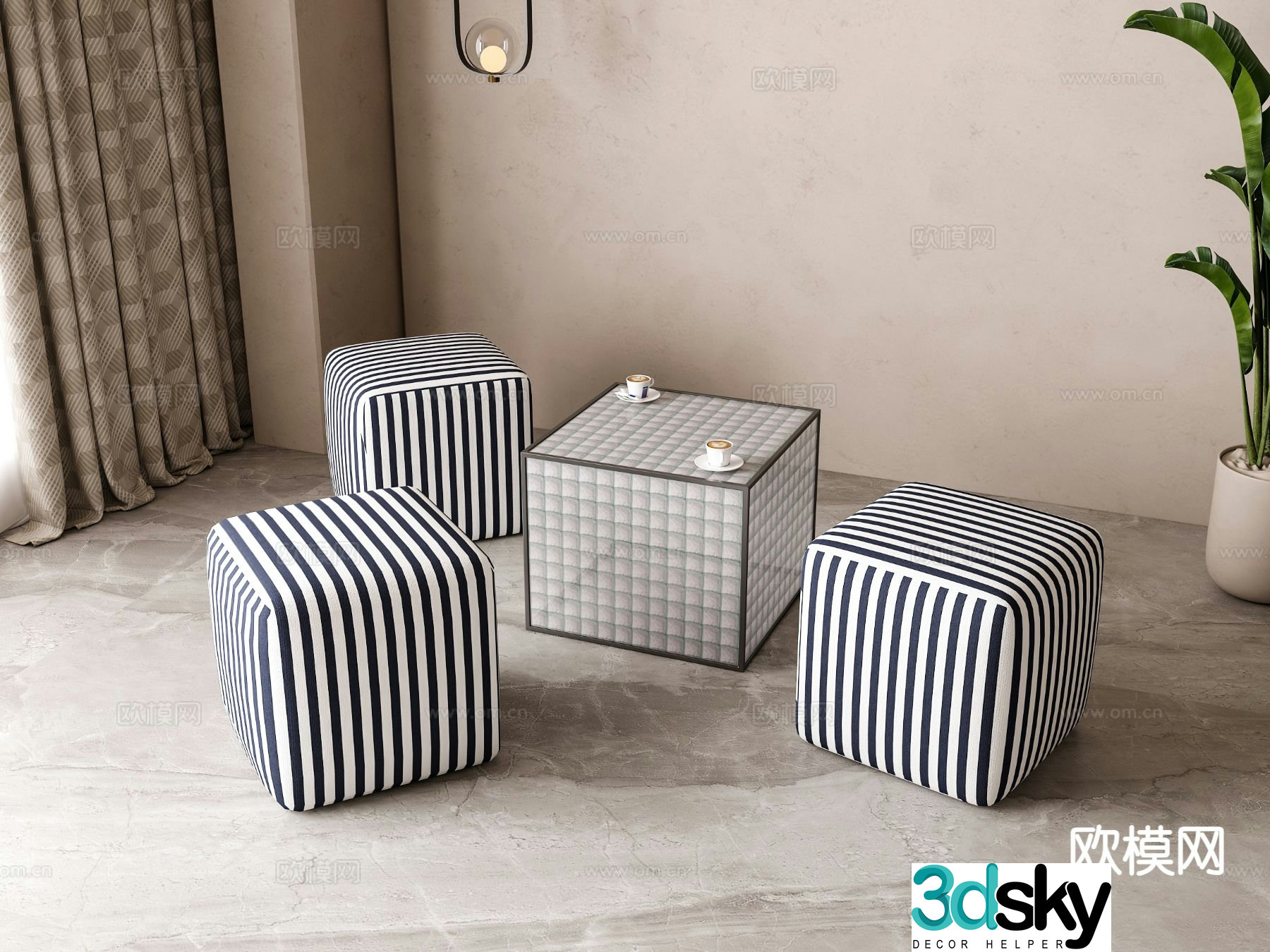 modern sofa stool stool 3d model