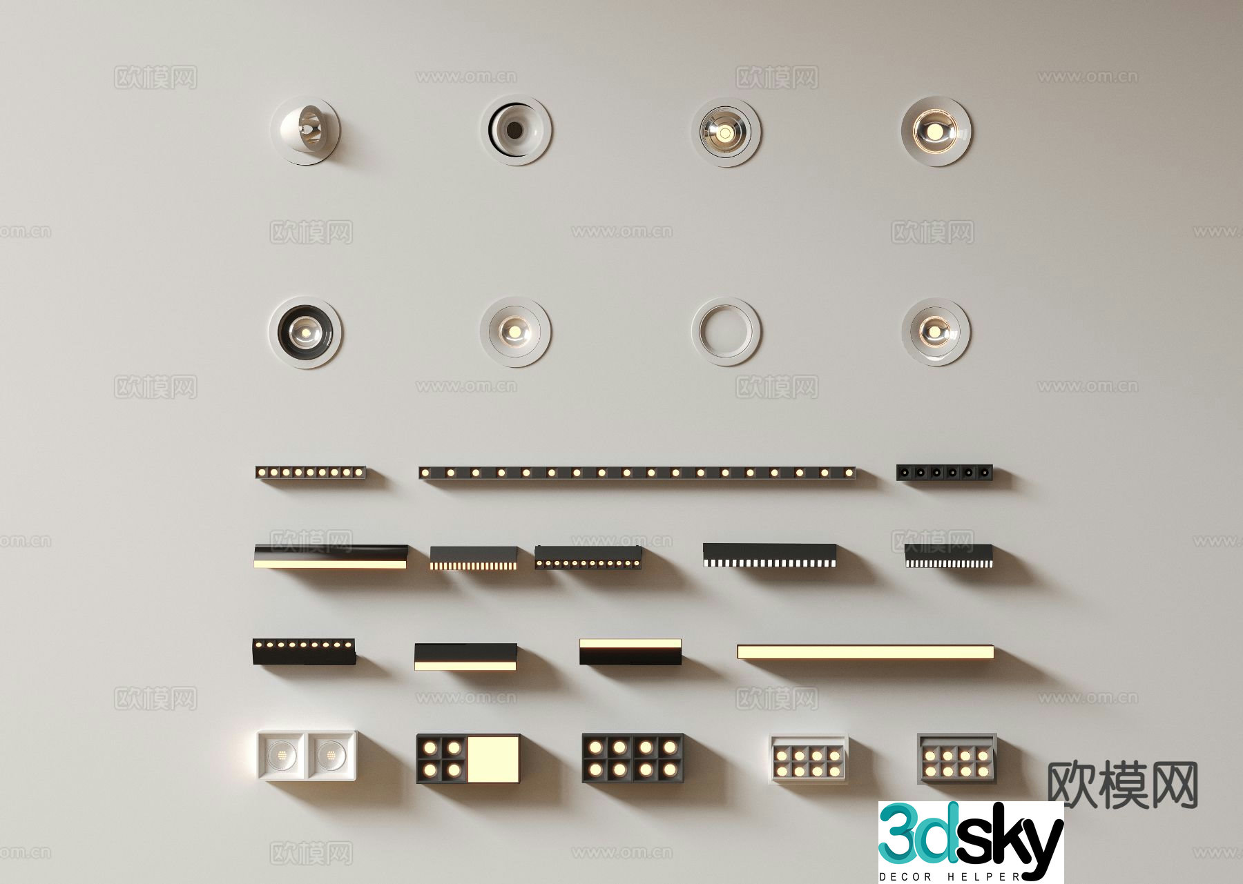 Surface-mounted downlight recessed spotlight magnetic light 3D model