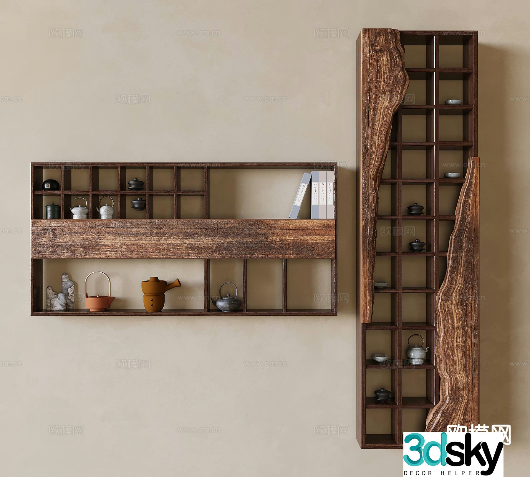 New Chinese style wall cabinet wall cabinet tea cabinet 3D model