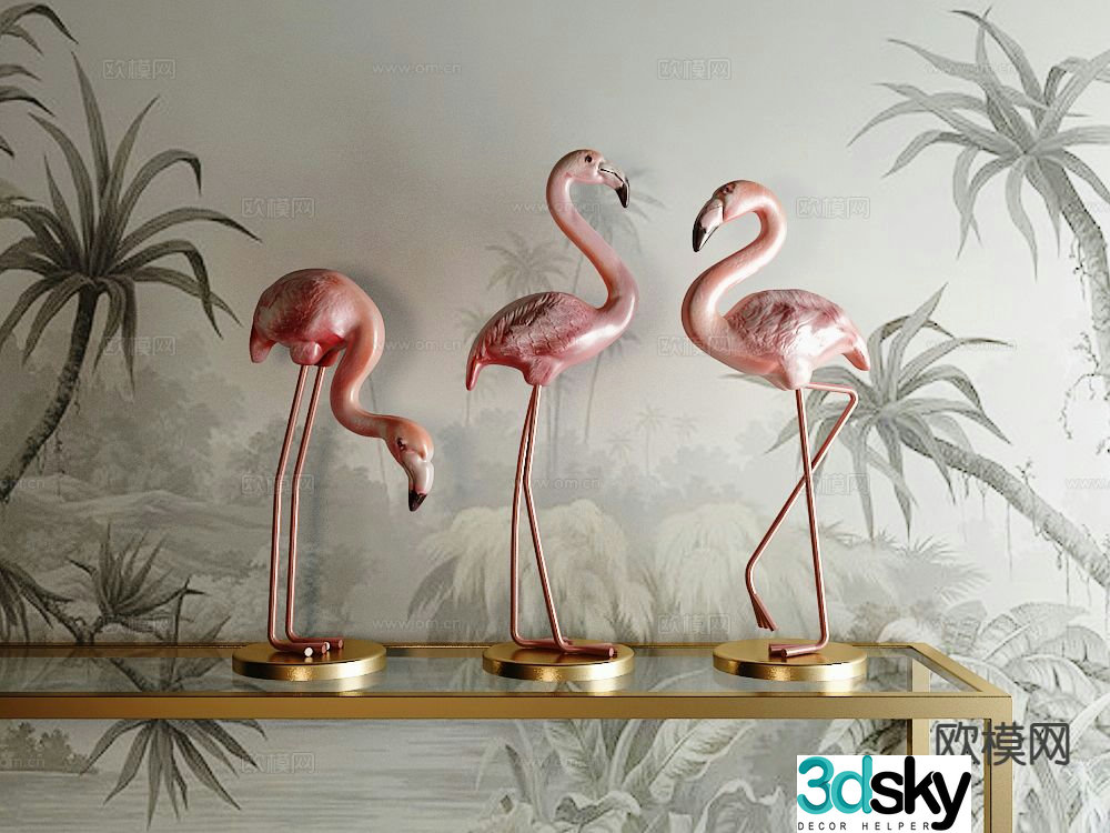Flamingo Sculpture Animal Sculpture Art Ornament 3D Model