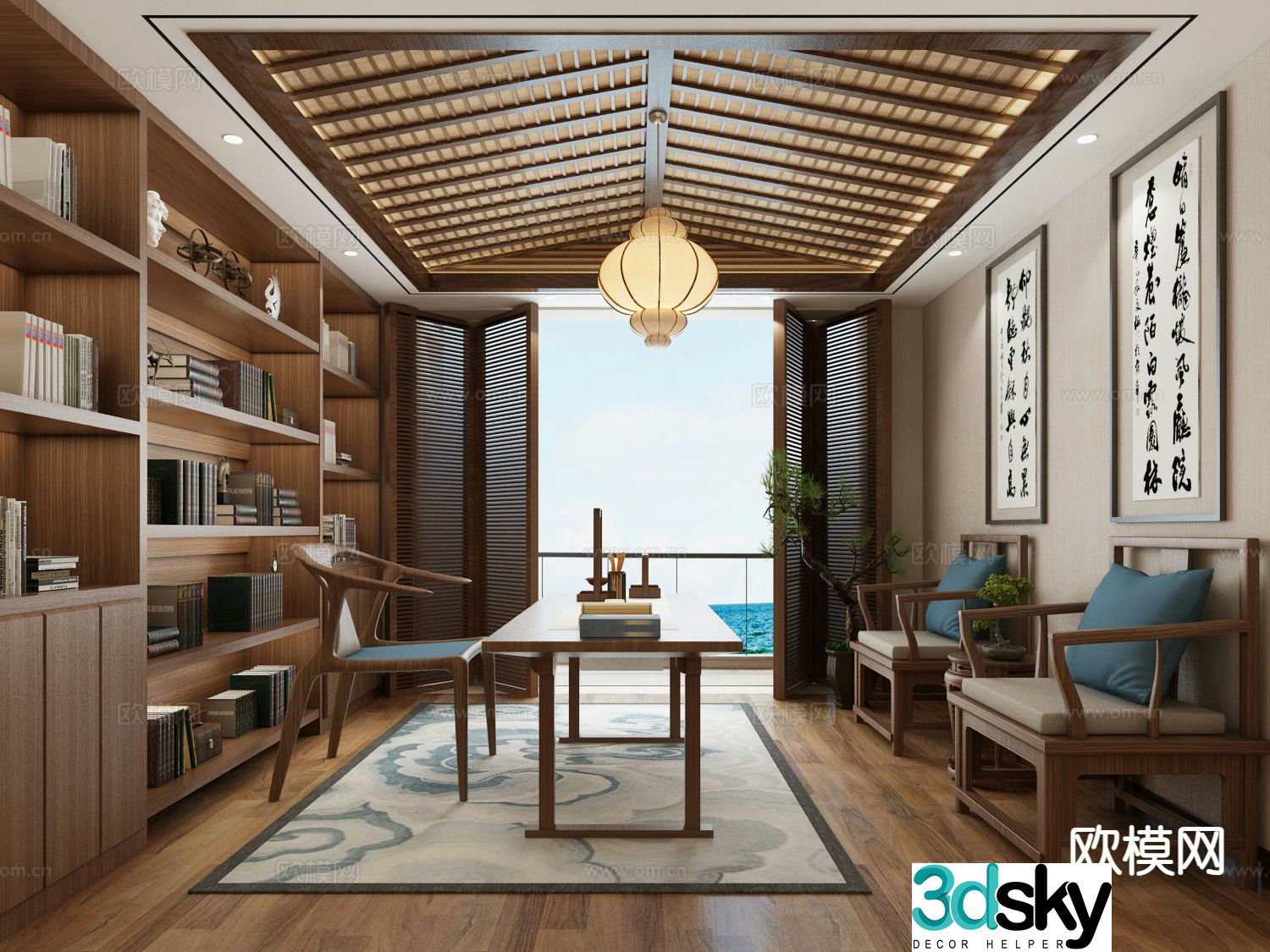 Chinese study room 3d model