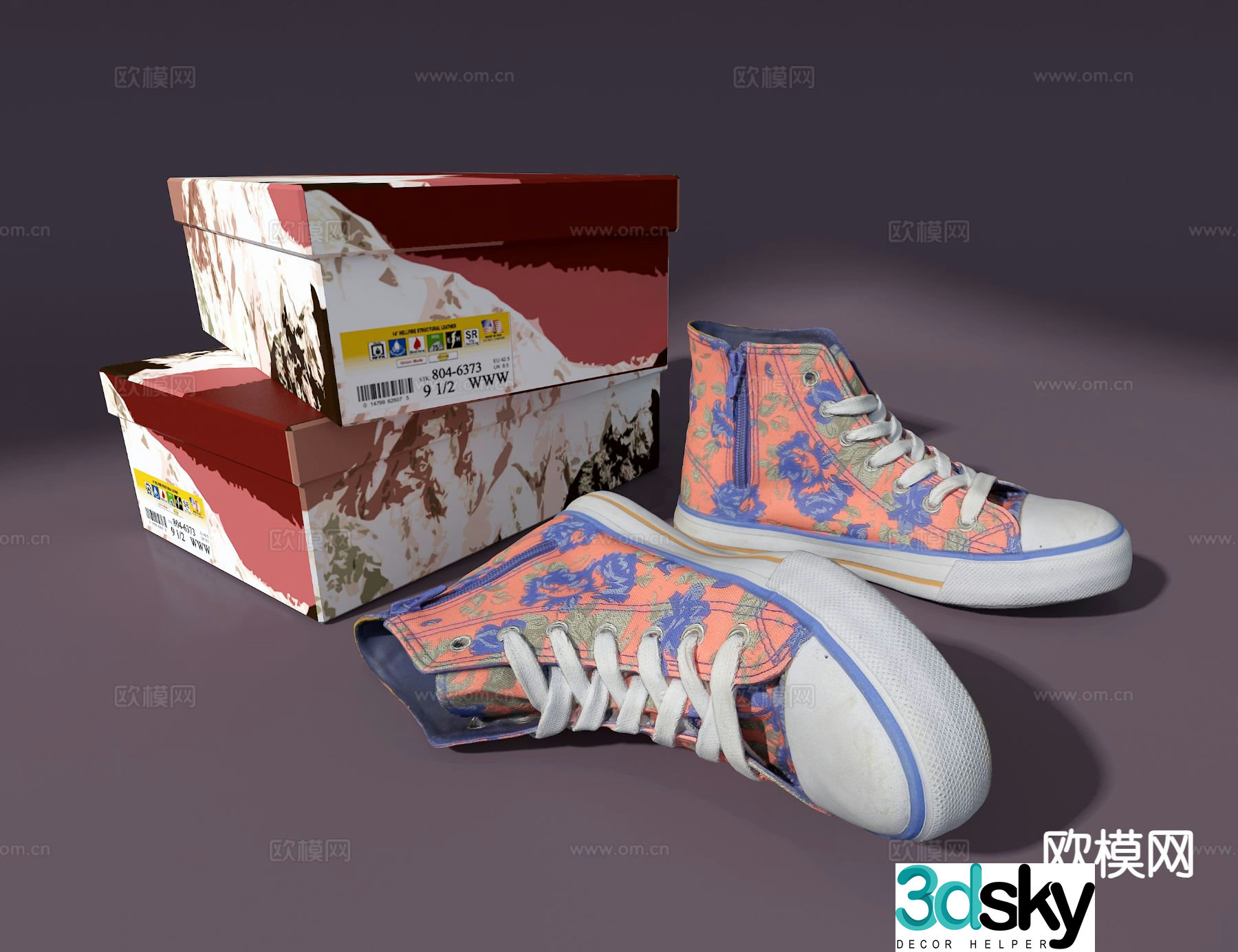 shoes sneakers high tops 3d model