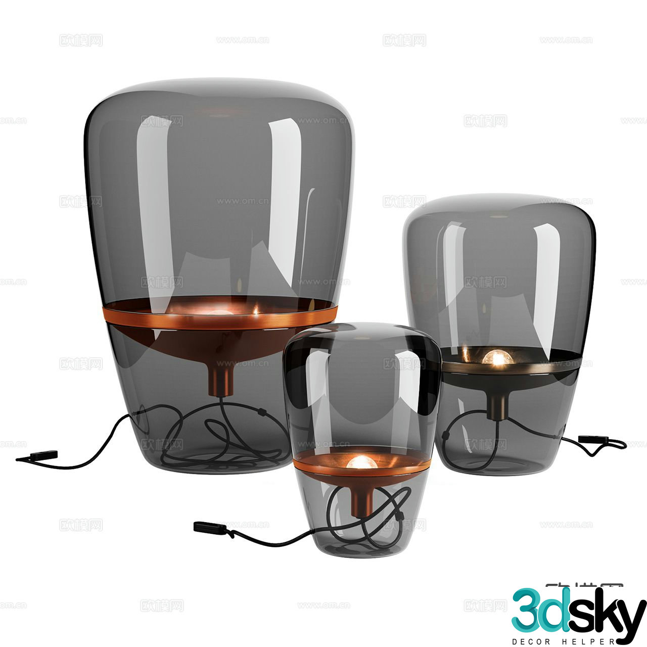 Glass table lamp 3d model