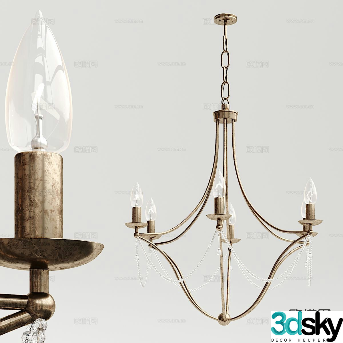 Simple European chandelier restaurant chandelier 3d model