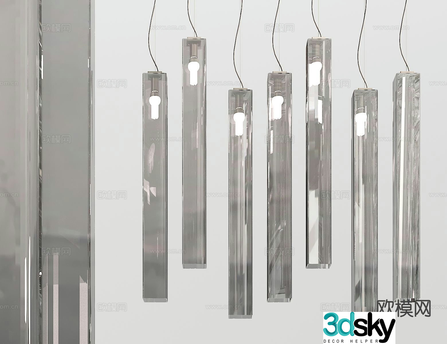 Modern glass chandelier 3d model