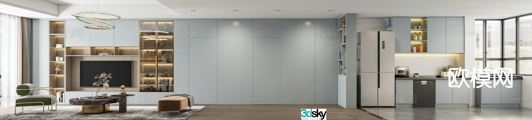 Modern living room TV cabinet customized cabinet whole wall hall cabinet 3D model