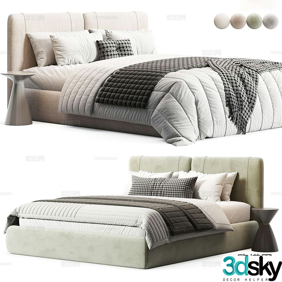 Modern double bed 3d model