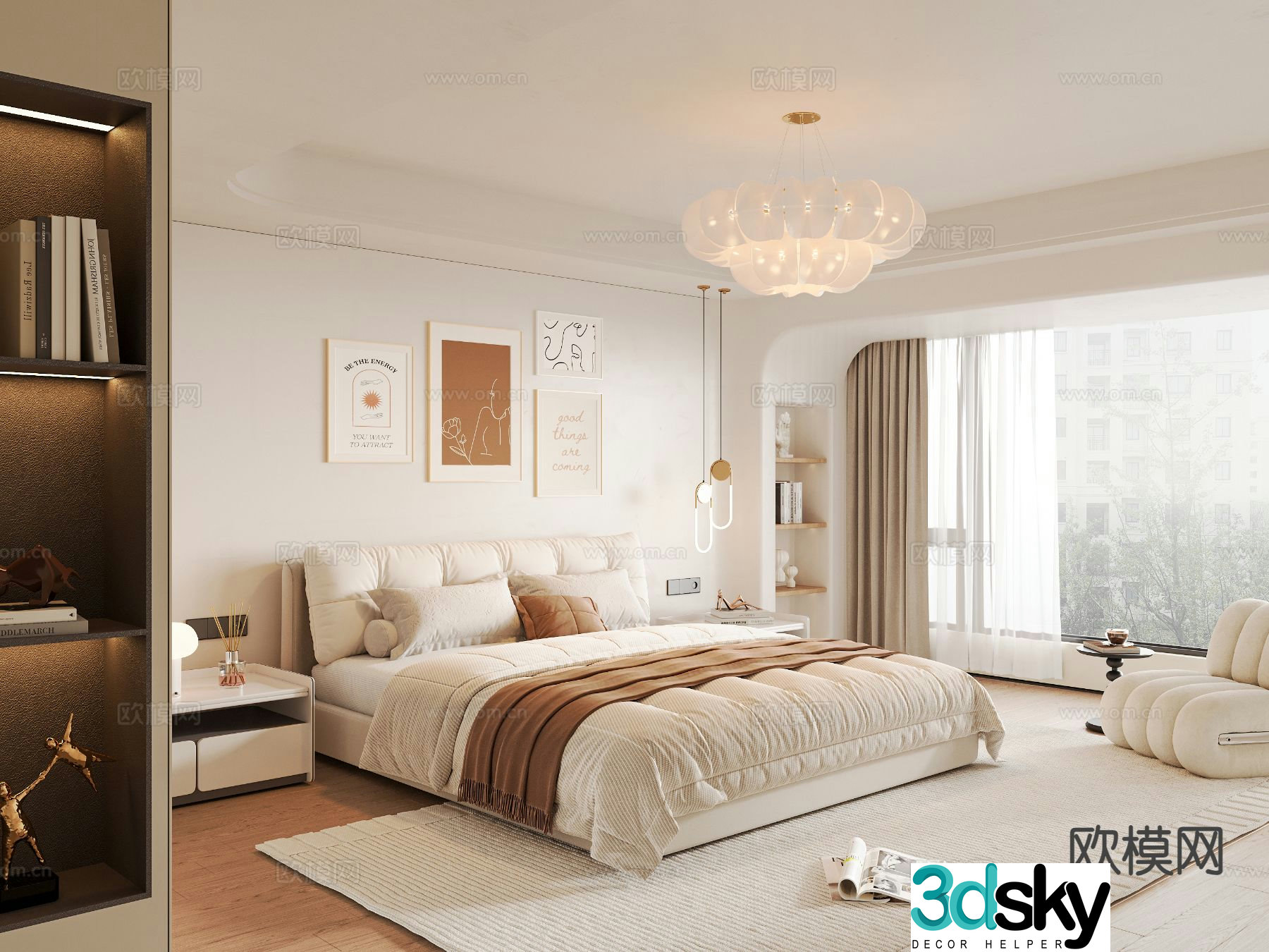 Cream style bedroom master bedroom 3d model