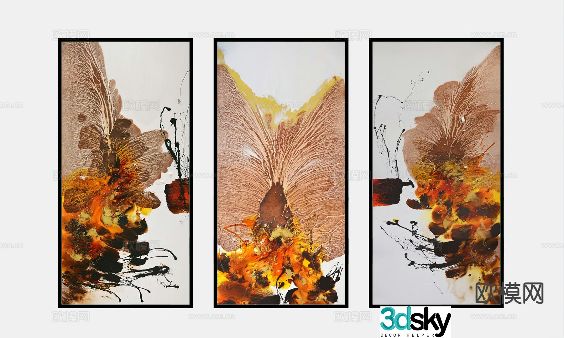 Medieval style abstract painting oil painting decorative painting 3D model