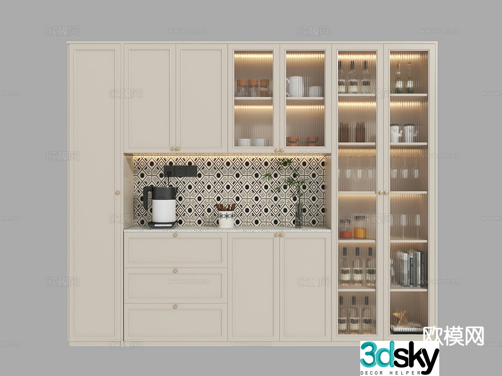 French wine cabinet sideboard 3d model