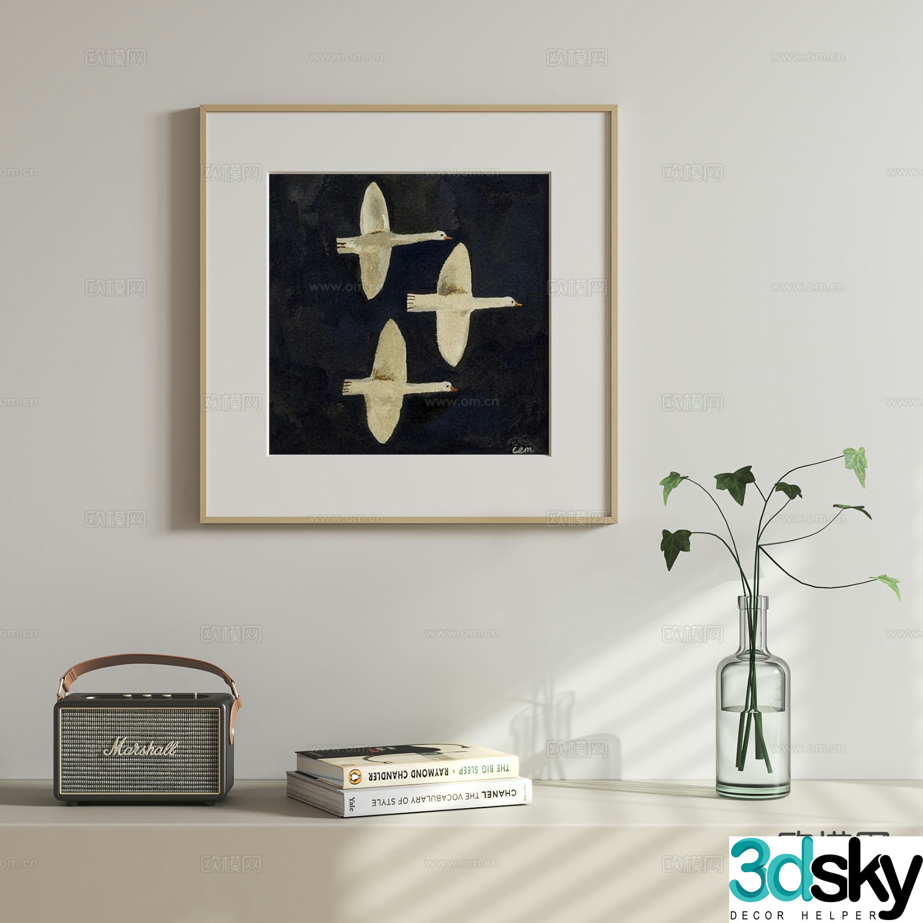 Nordic retro hanging painting Zen hanging painting 3D model