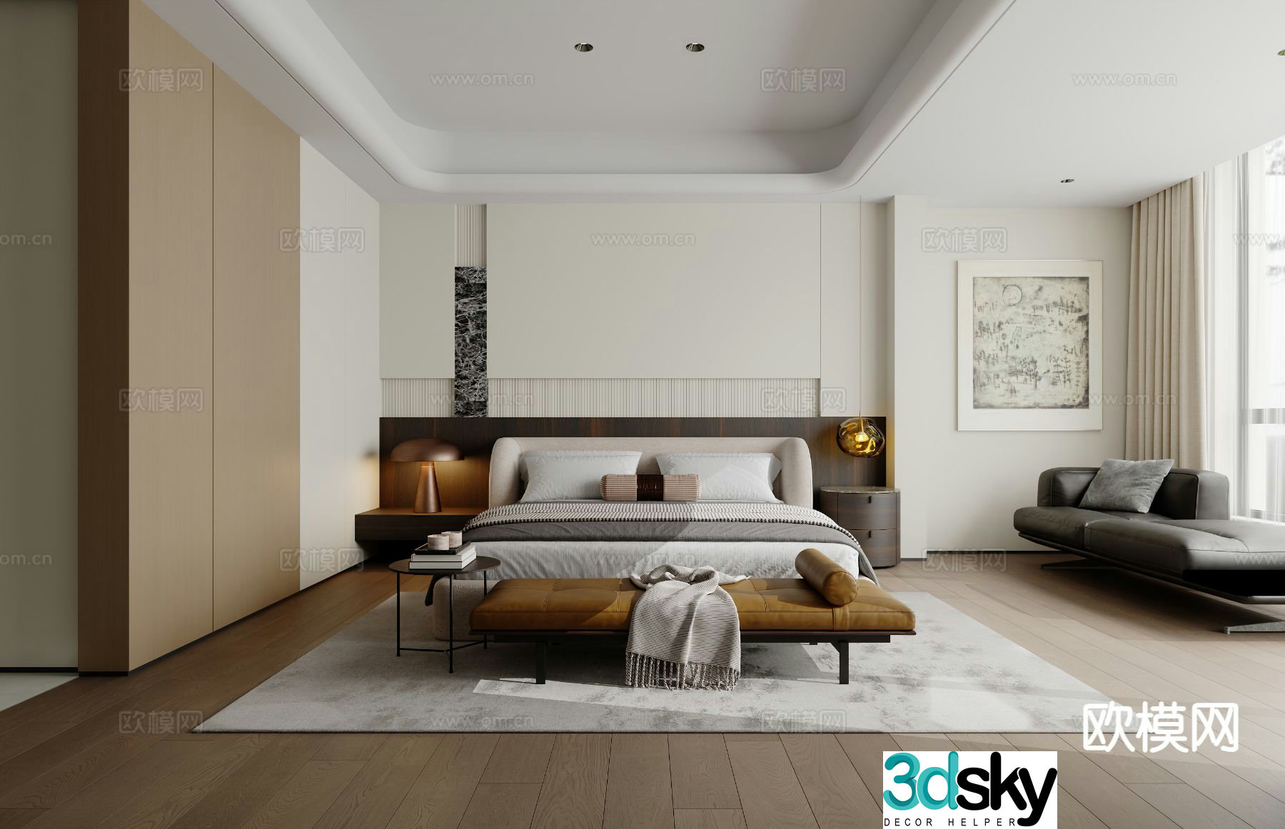 Modern bedroom master bedroom 3d model