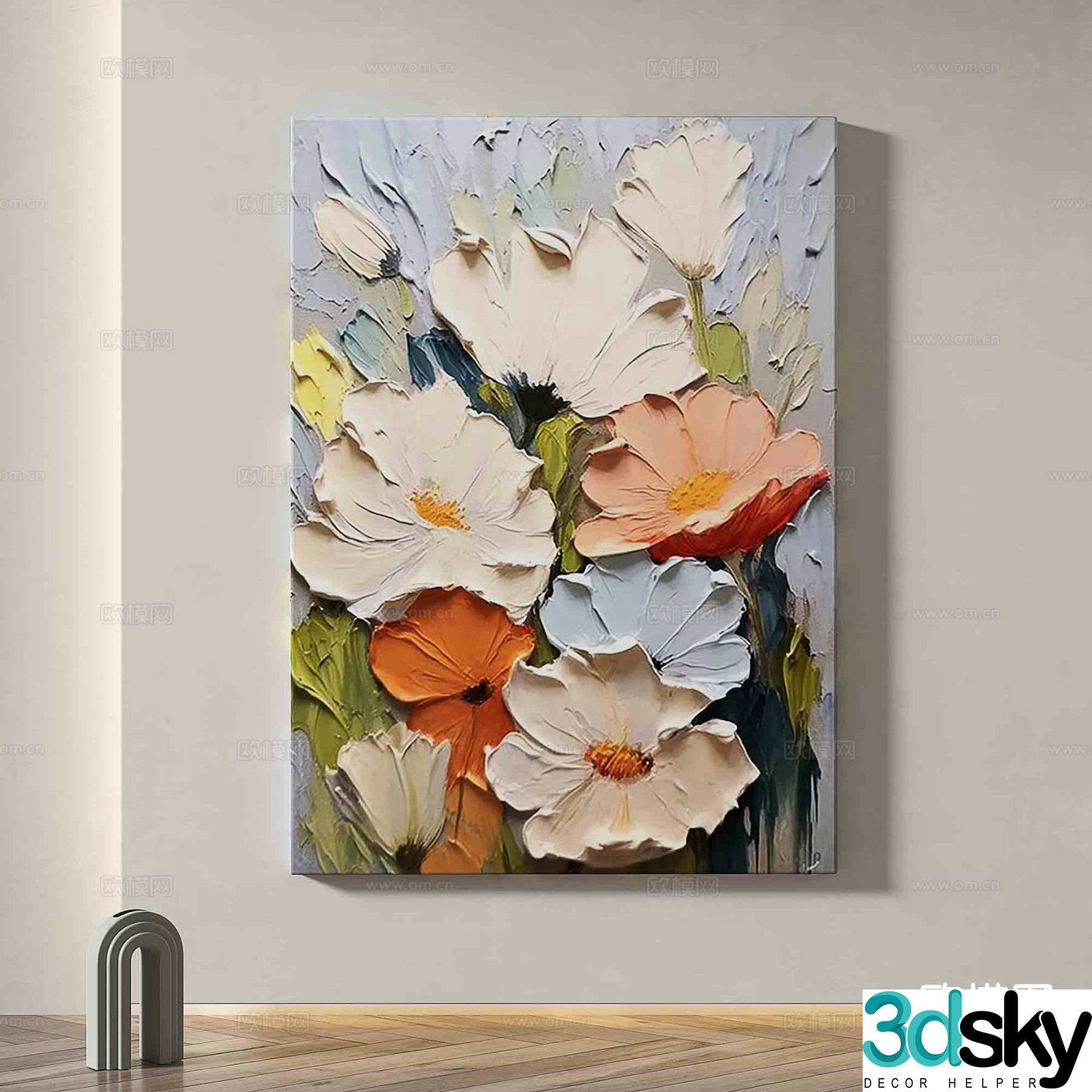 Cream style minimalist painting oil painting decorative painting 3d model