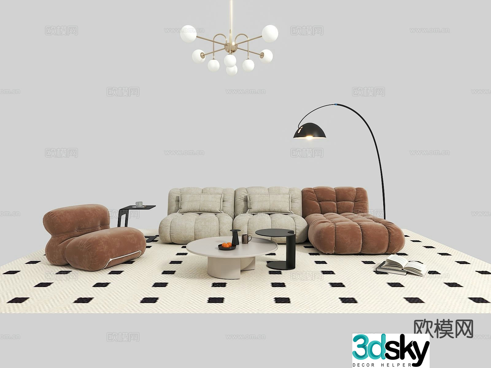 French modular sofa corner sofa 3d model