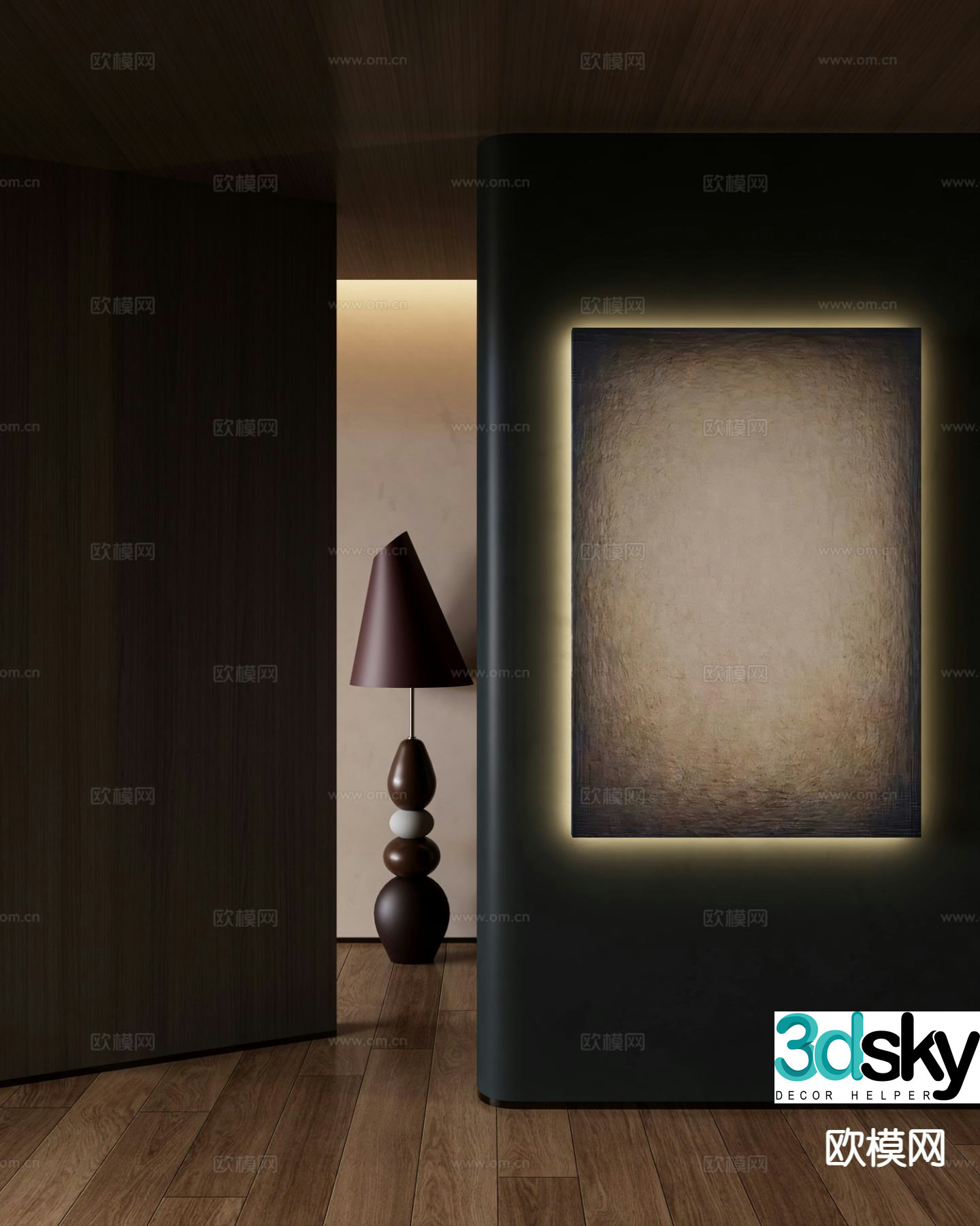 Modern texture painting decorative painting 3d model