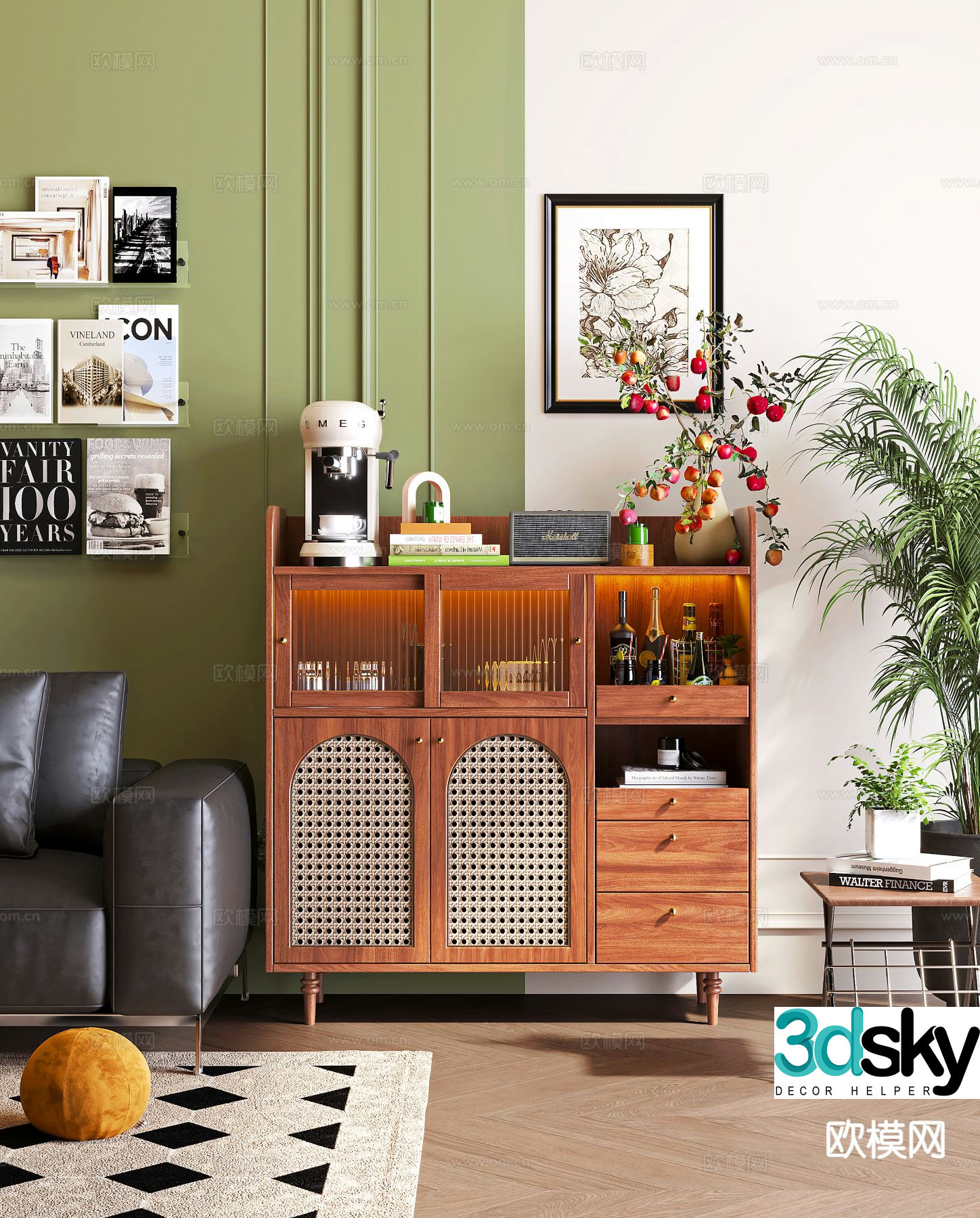Medieval style sideboard 3d model