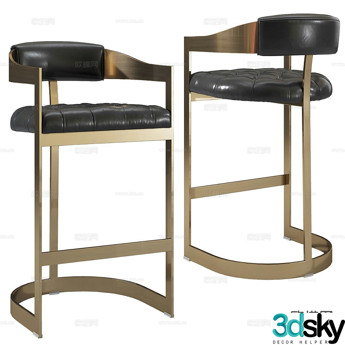 Light luxury bar stool bar chair 3d model