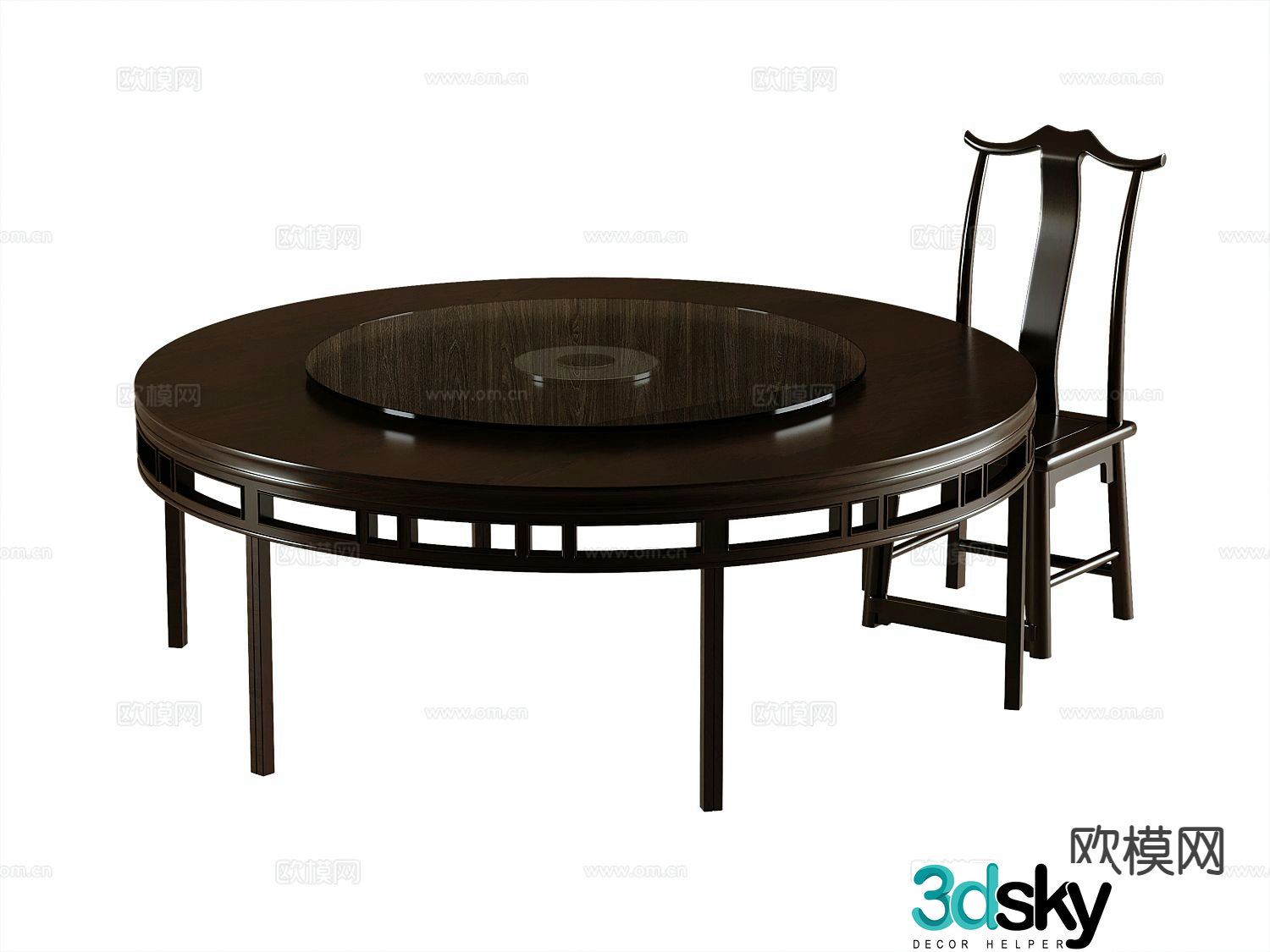 New Chinese dining table and chairs 3d model