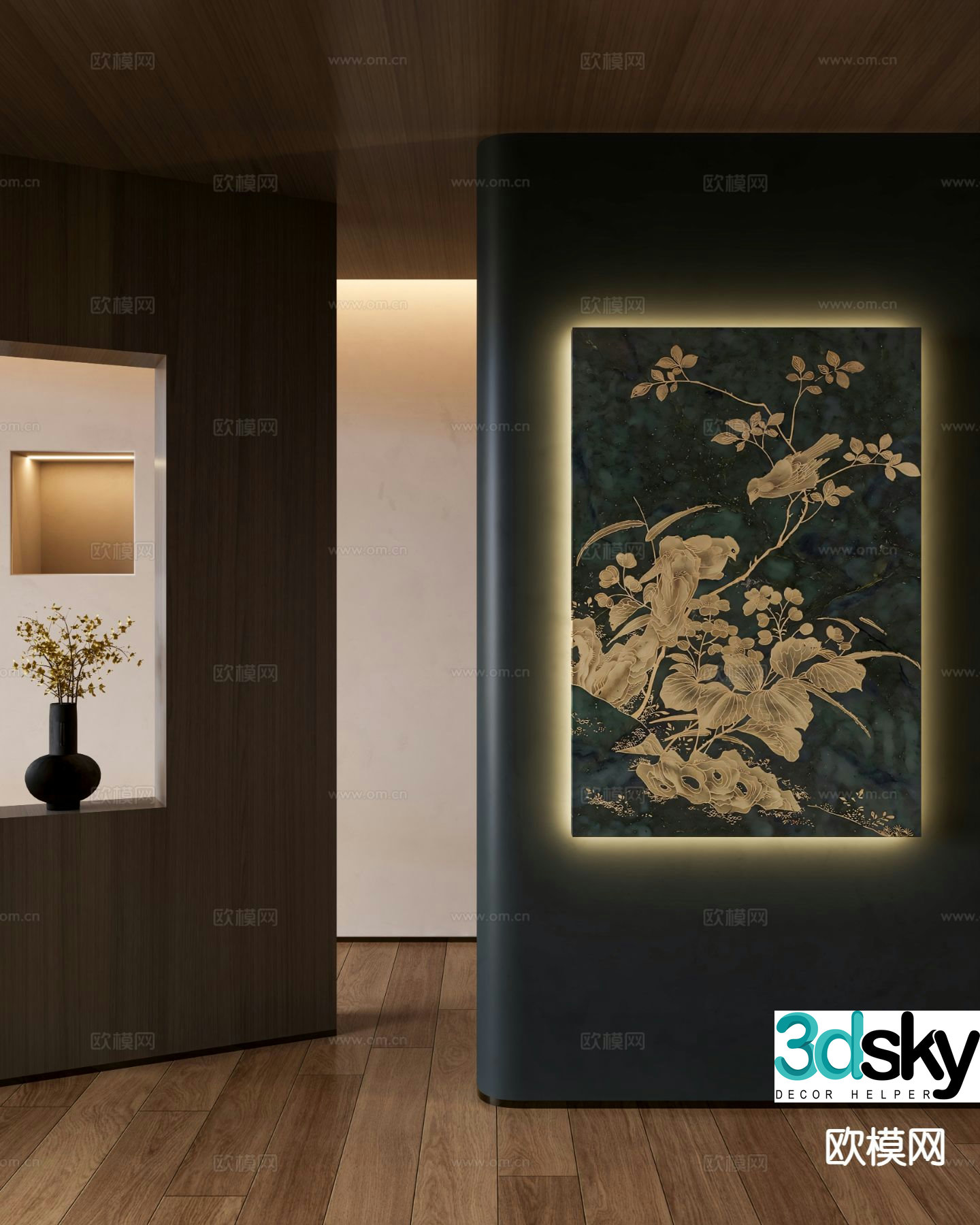 Chinese flower painting decorative painting 3d model