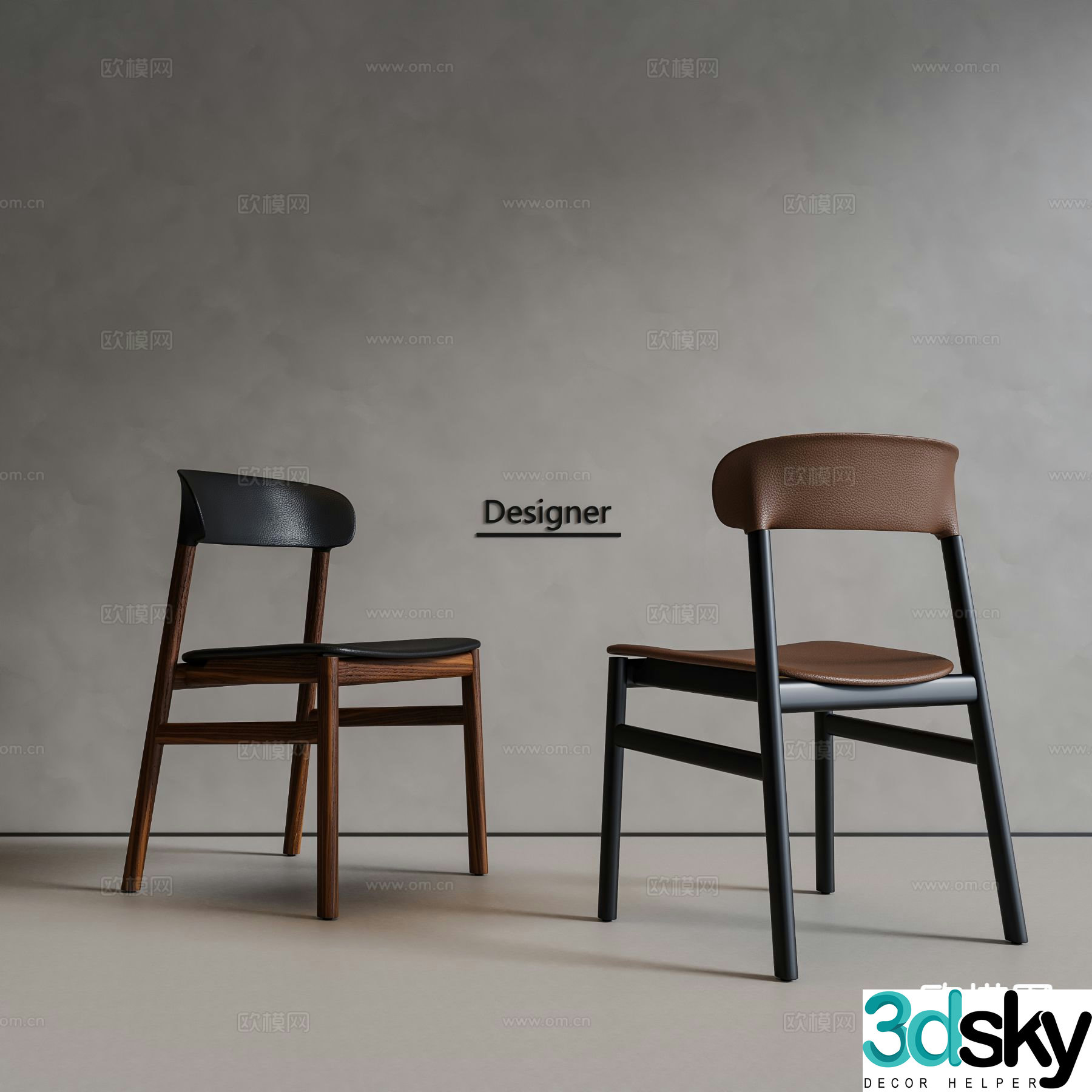 Modern single chair dining chair 3d model