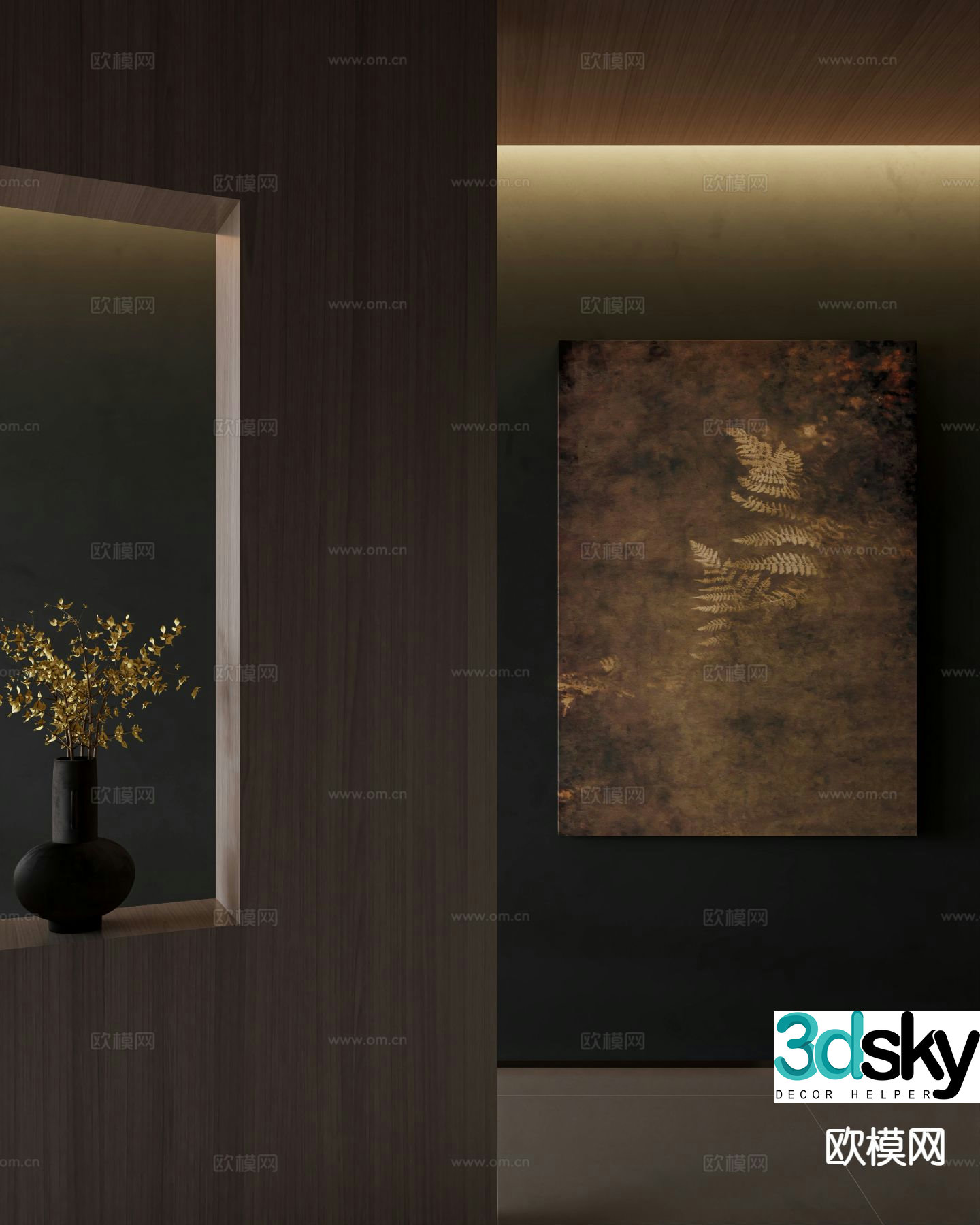 Wabi-sabi art hanging painting decorative painting 3D model