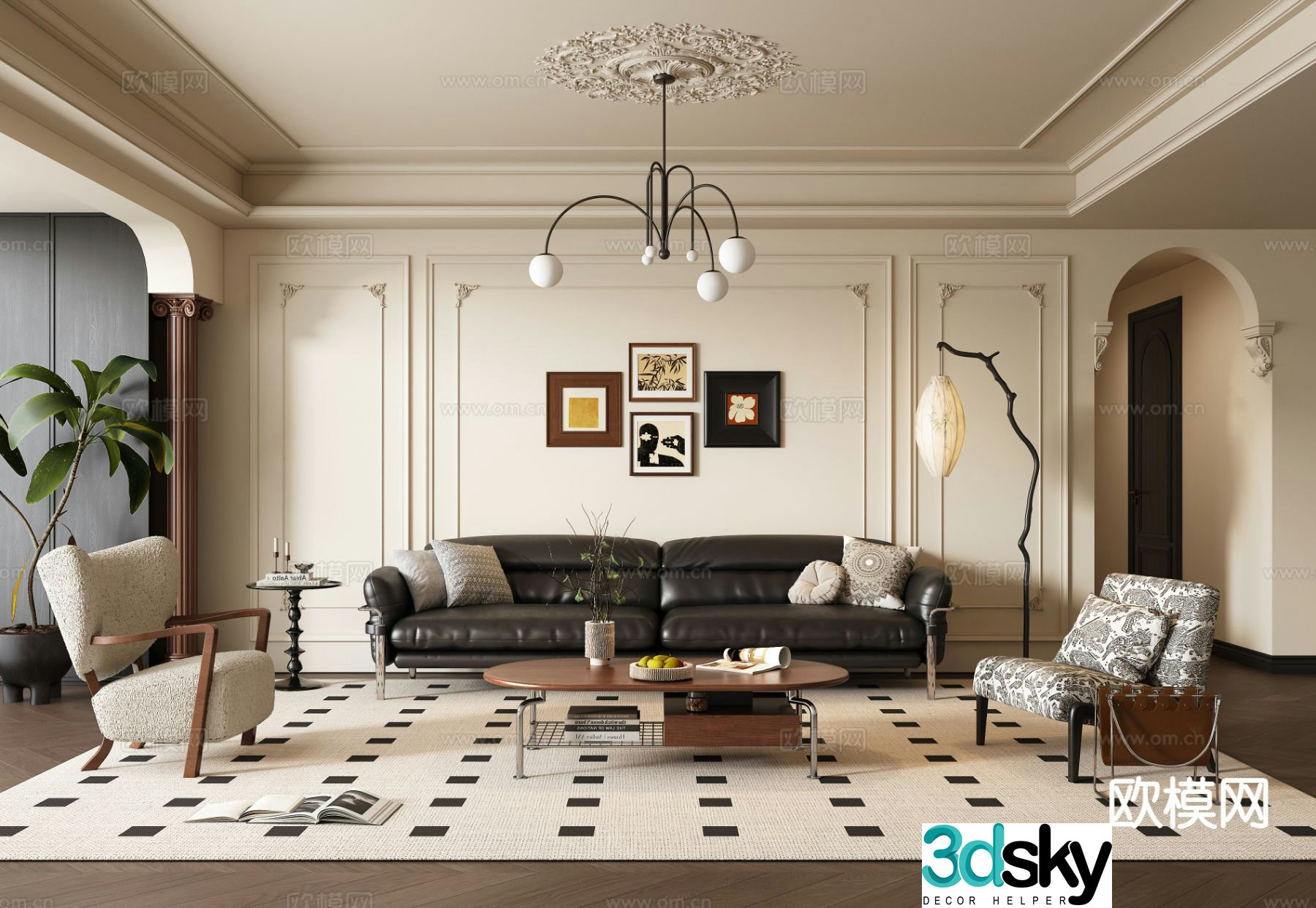 French living room 3d model