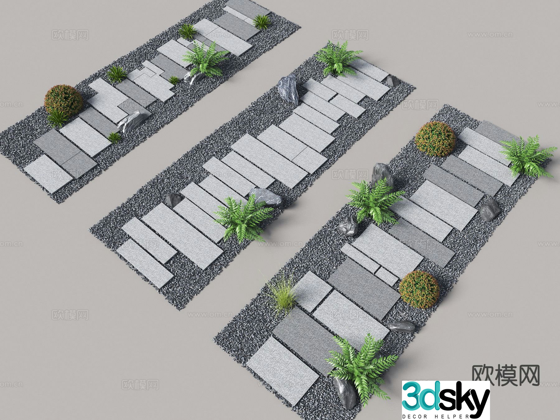 Chinese style slate steps old slate slate paving rough slate 3D model