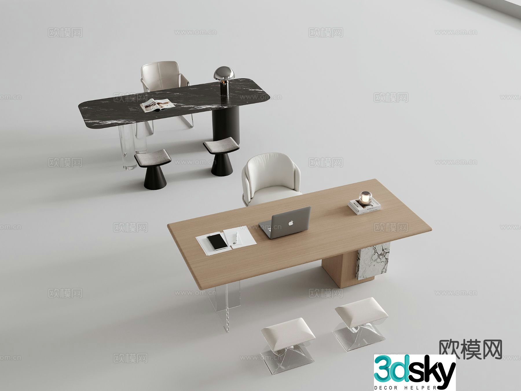 Modern desk writing desk computer desk 3d model