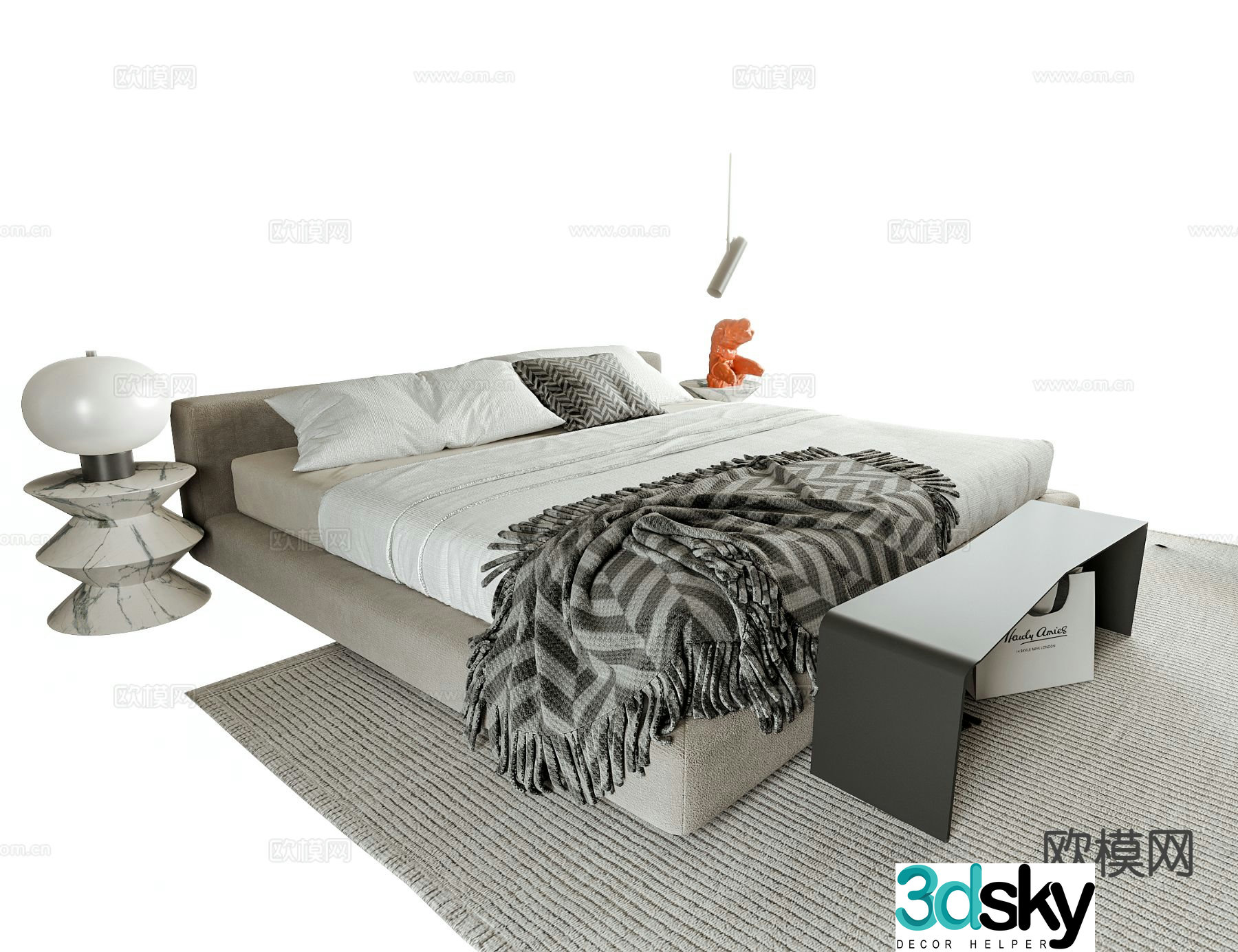 Modern double bed 3d model
