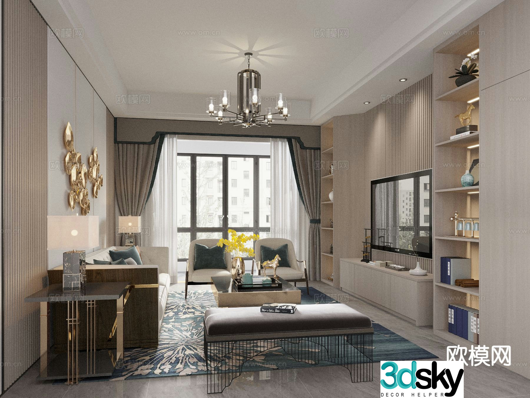 New Chinese style living room 3d model